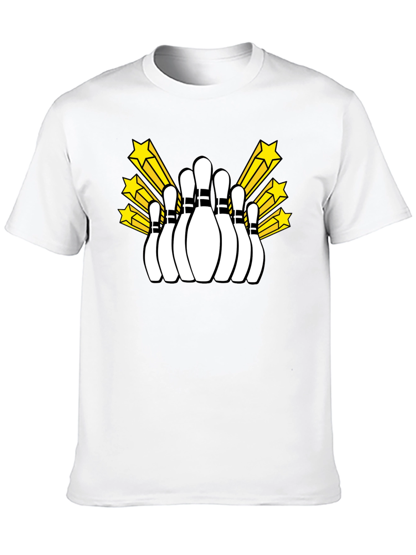 Bowling Pins and Stars Graphic Tee - Black T-Shirt