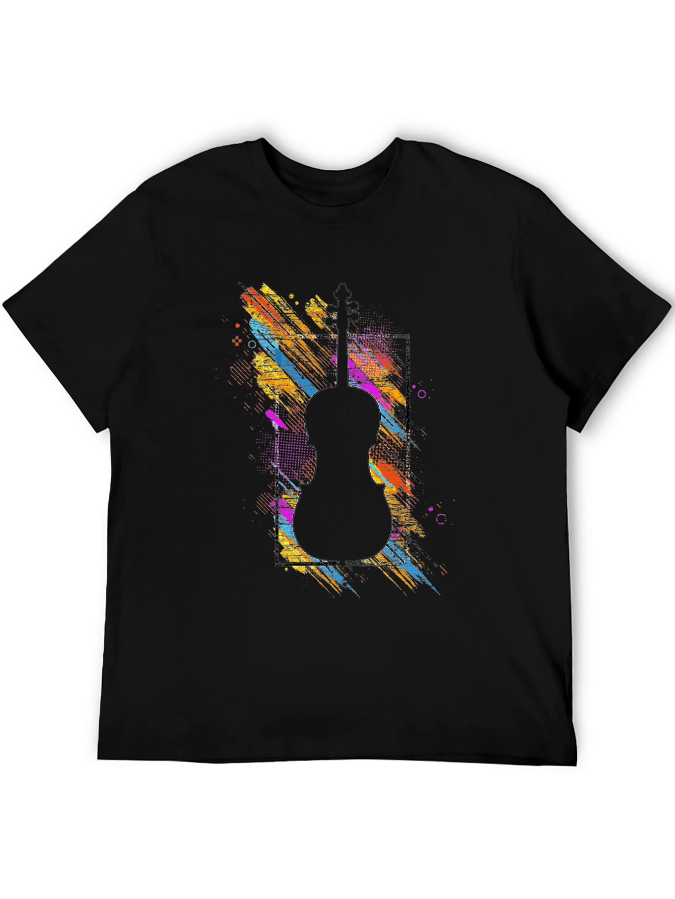 Abstract Violin Graphic Tee - Black Unisex T-Shirt