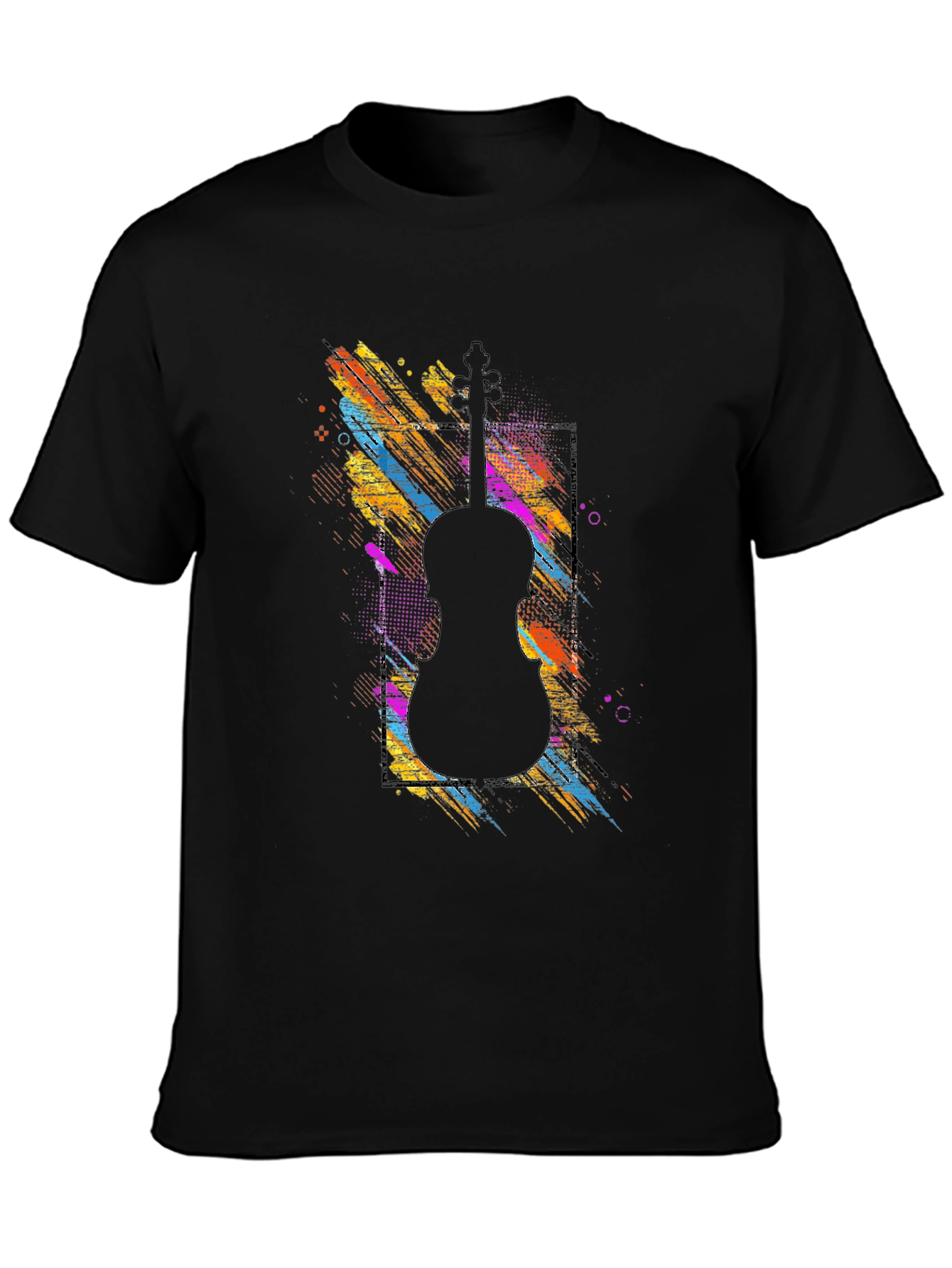 Abstract Violin Graphic Tee - Black Unisex T-Shirt