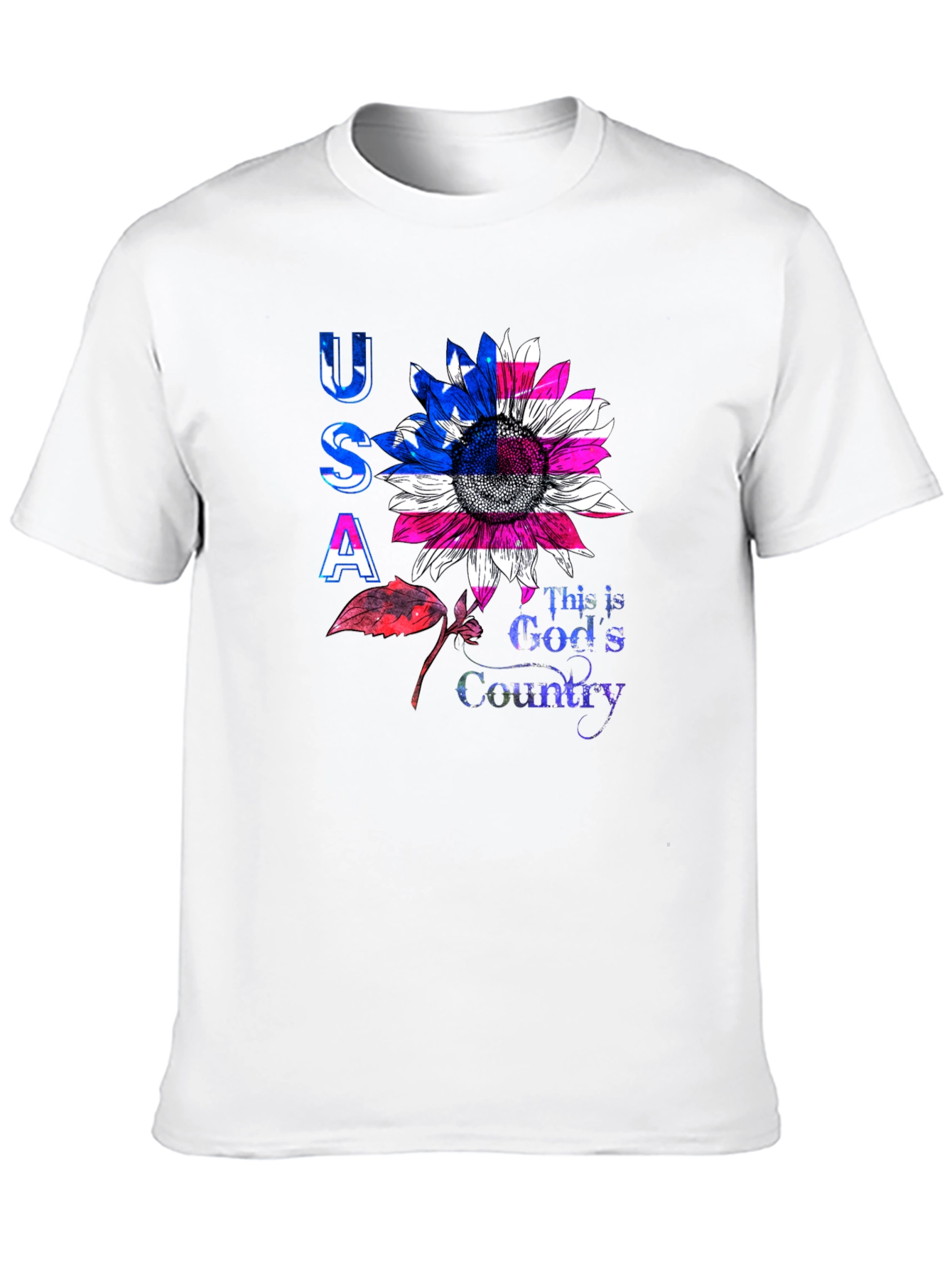 USA Sunflower Graphic T-Shirt - Patriotic Pride