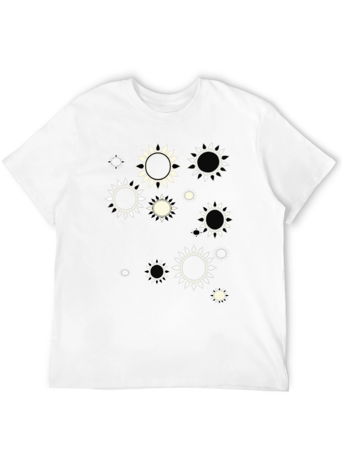 Abstract Sun Print Black T-Shirt