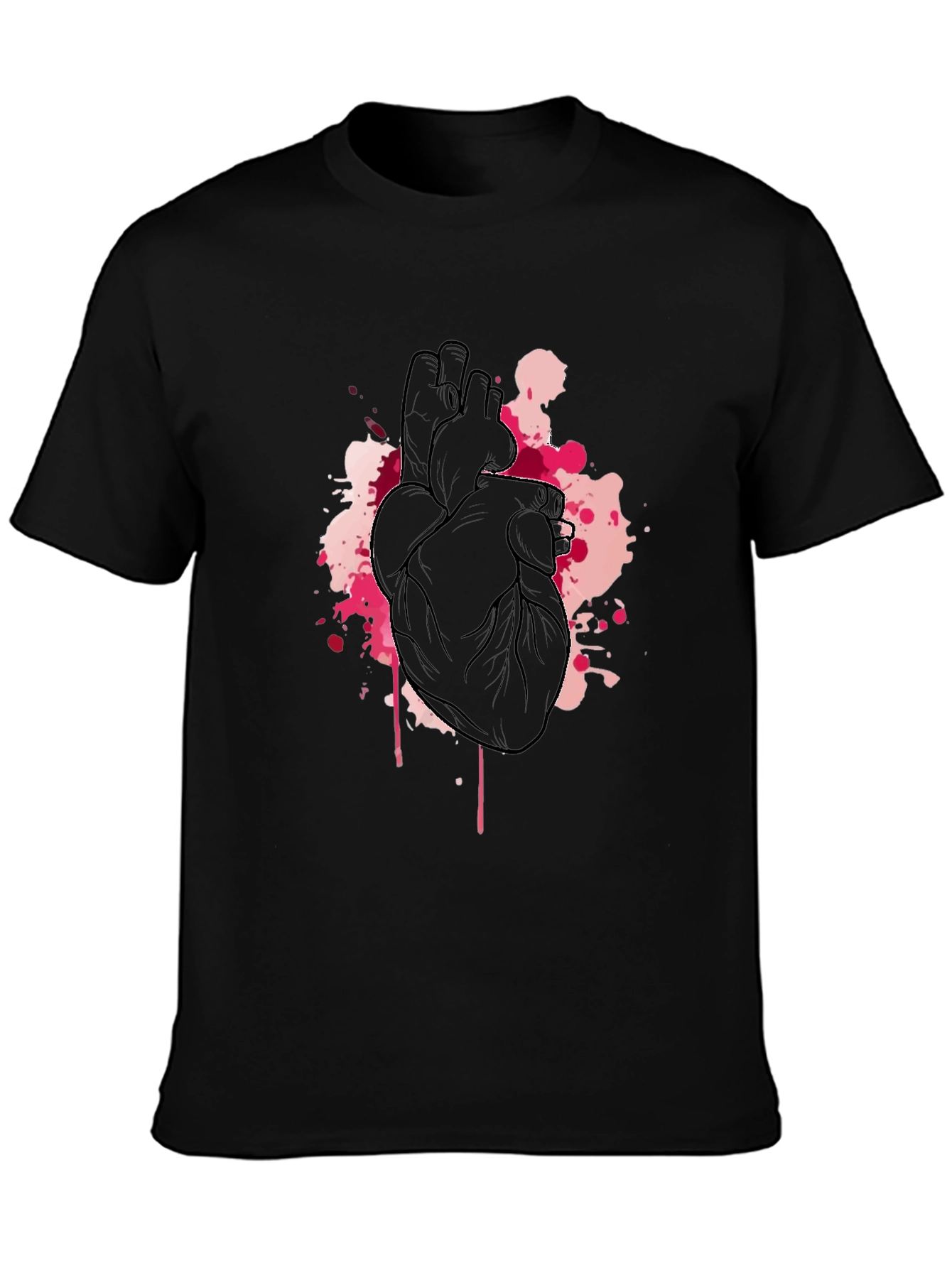 Anatomical Heart Black Tee - Artistic Design
