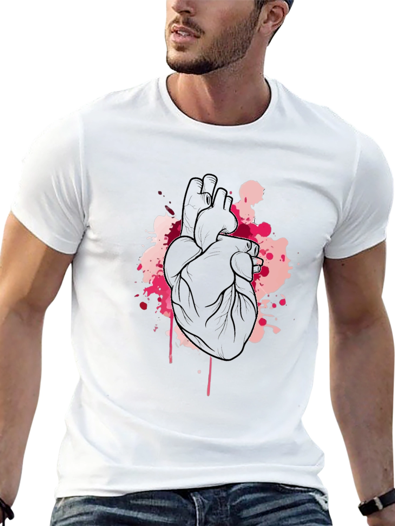 Anatomical Heart Black Tee - Artistic Design