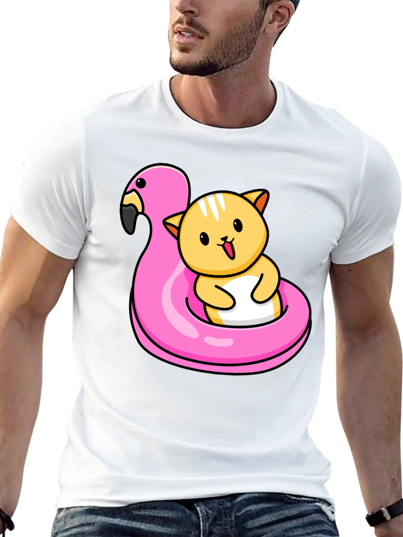 Cute Cat Flamingo Pool Float T-Shirt