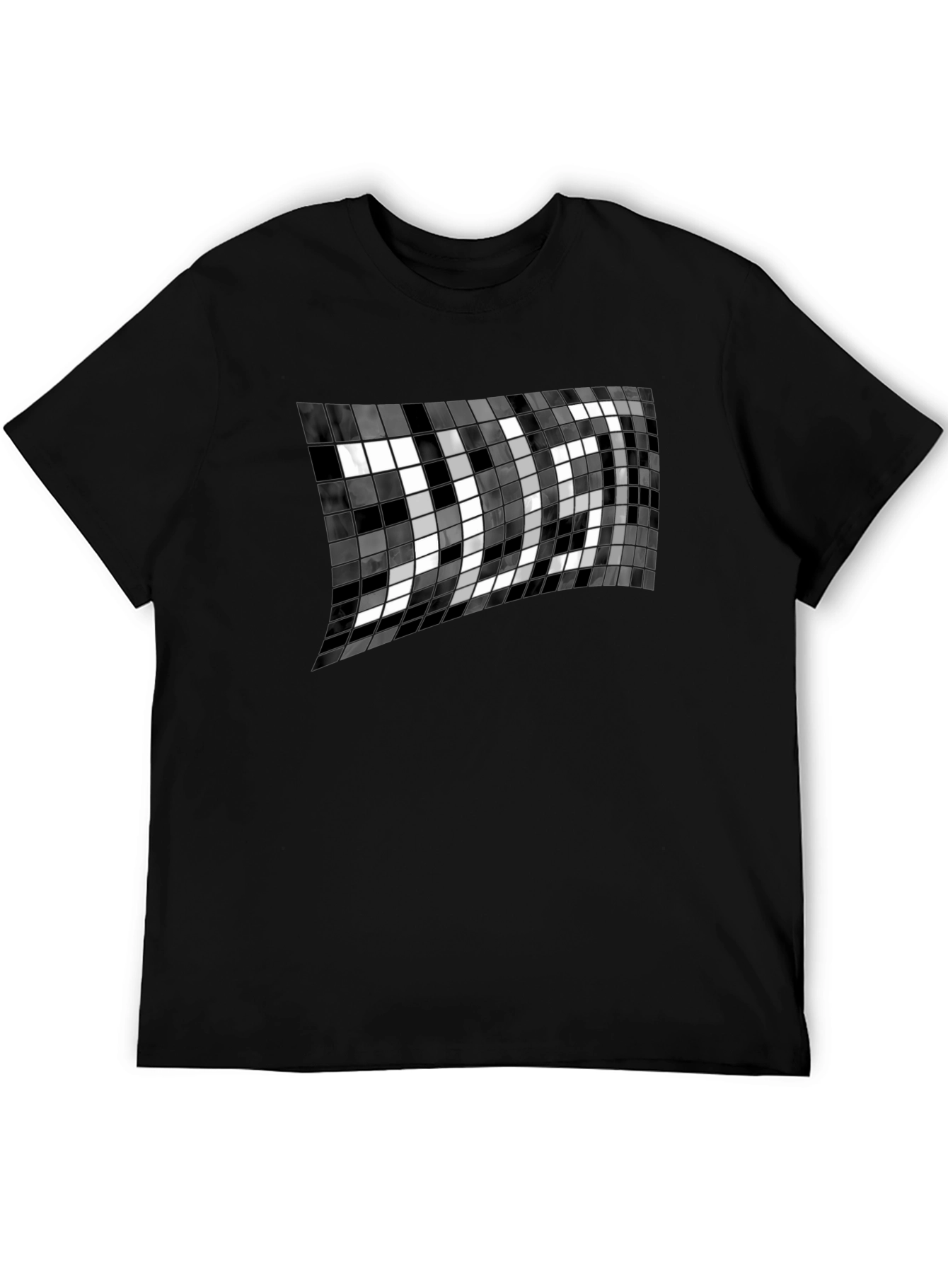 Abstract Mosaic Graphic Black T-Shirt