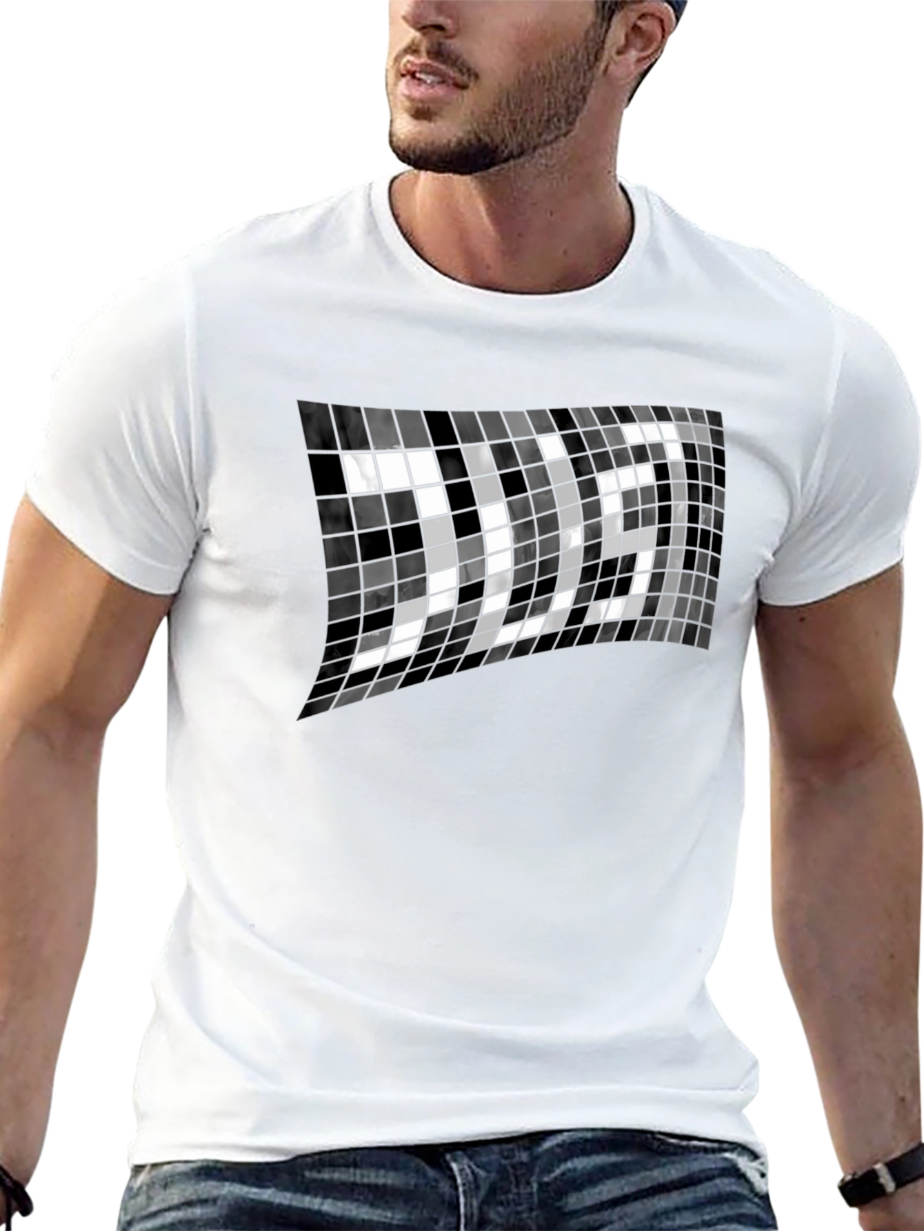 Abstract Mosaic Graphic Black T-Shirt