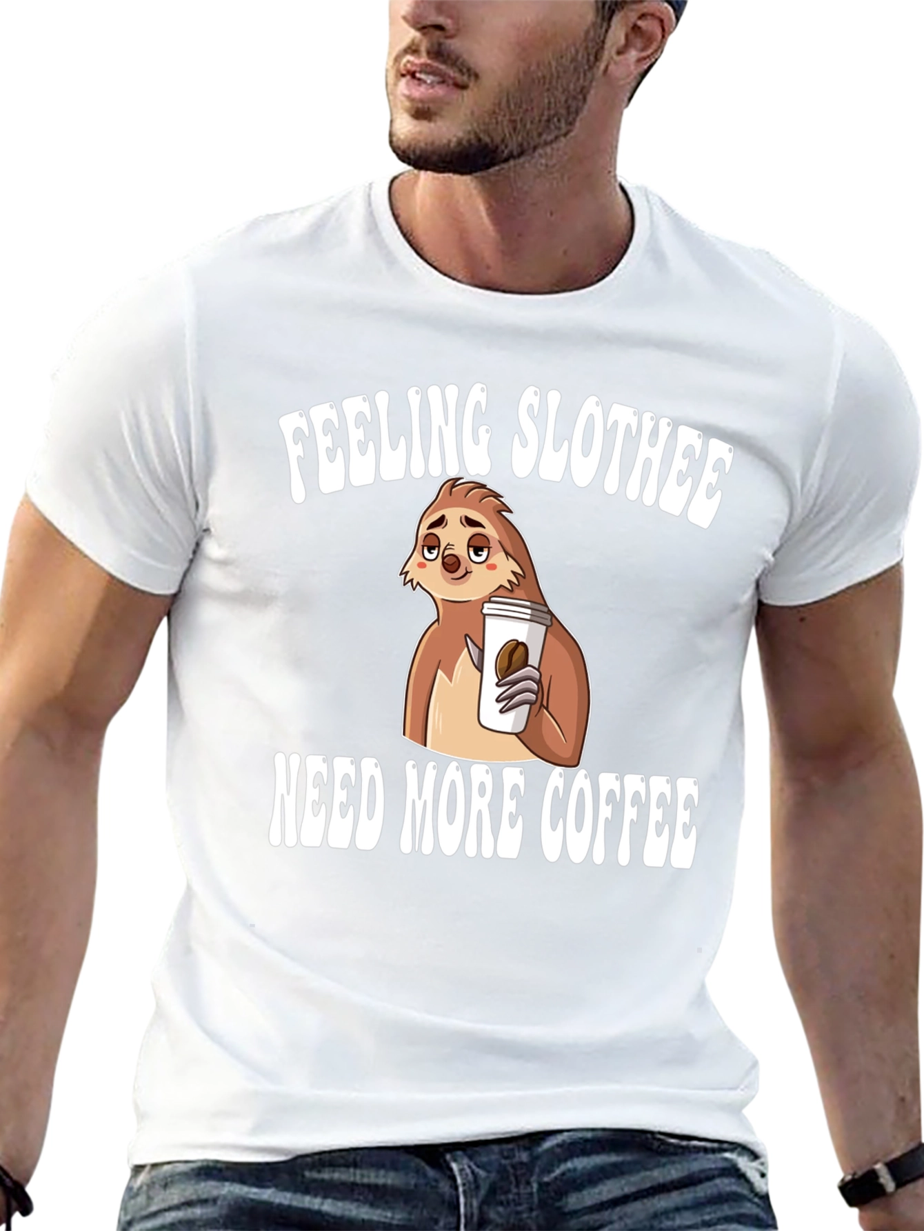Feeling Slothee Coffee Graphic T-Shirt