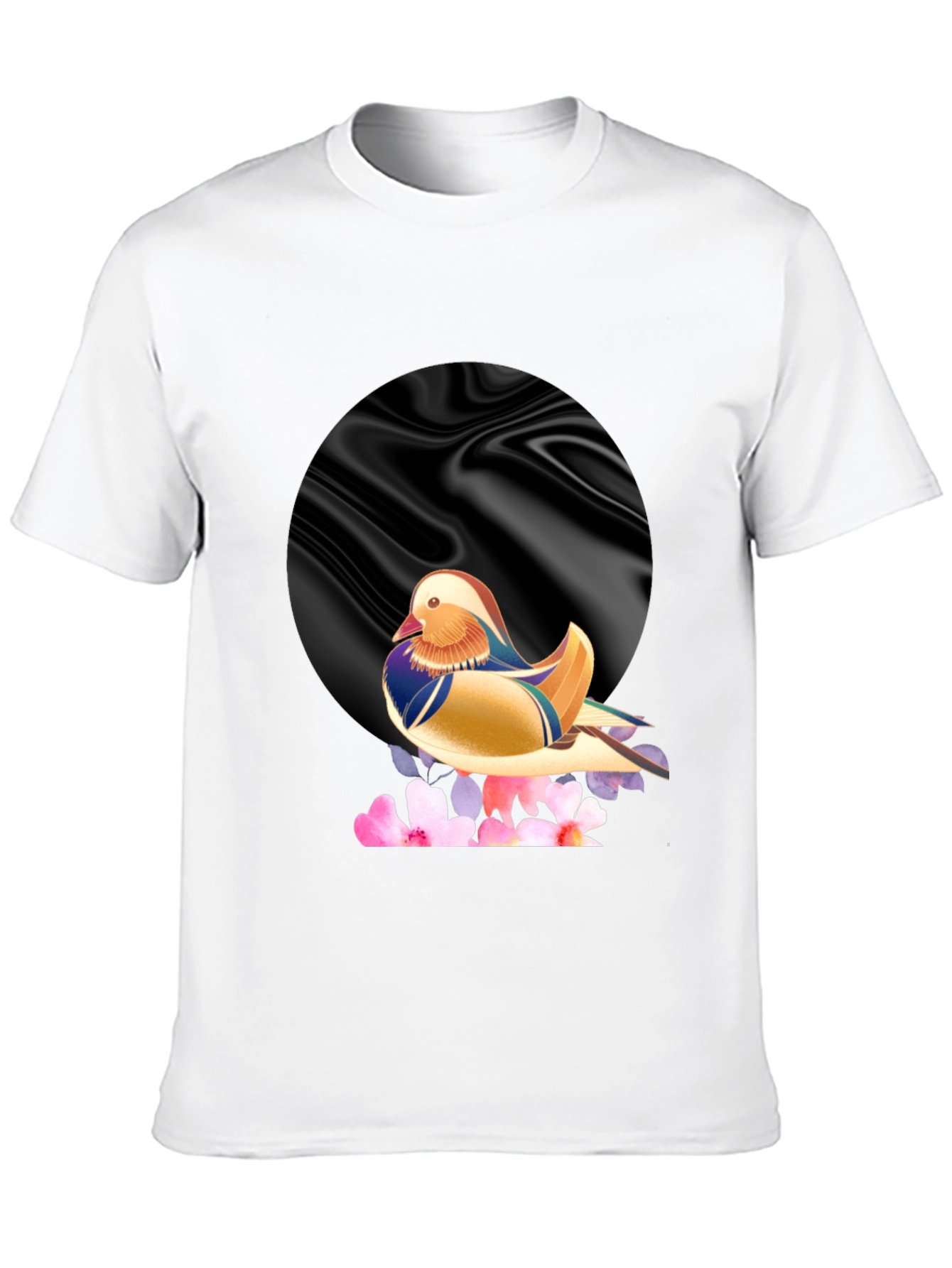 Mandarin Duck Graphic Tee - Stylish Mens Black T-Shirt