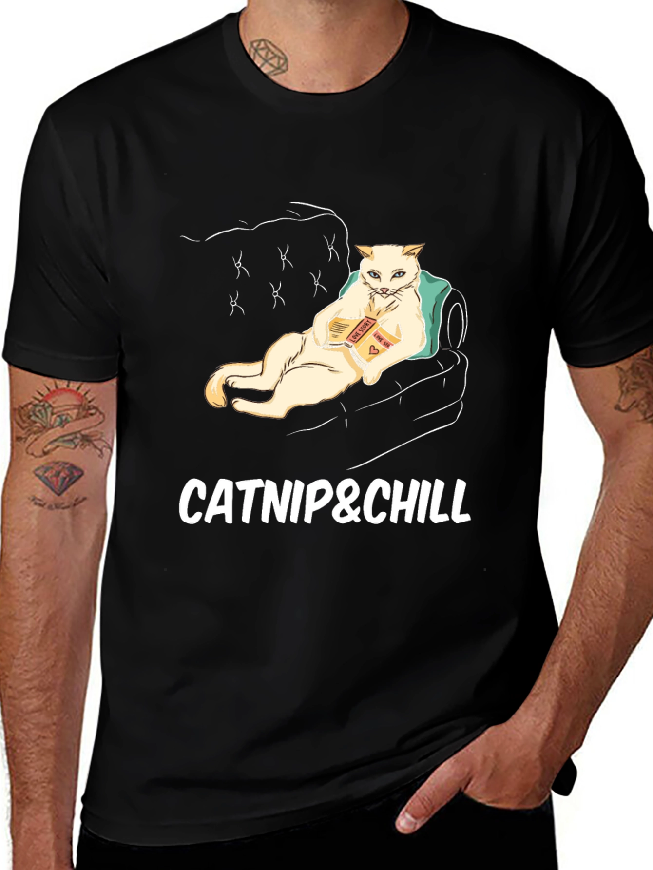 Catnip & Chill Graphic T-Shirt - Relaxed Cat Design