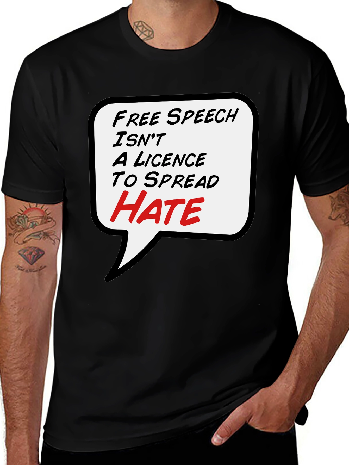 Free Speech T-Shirt - Anti-Hate Black Tee