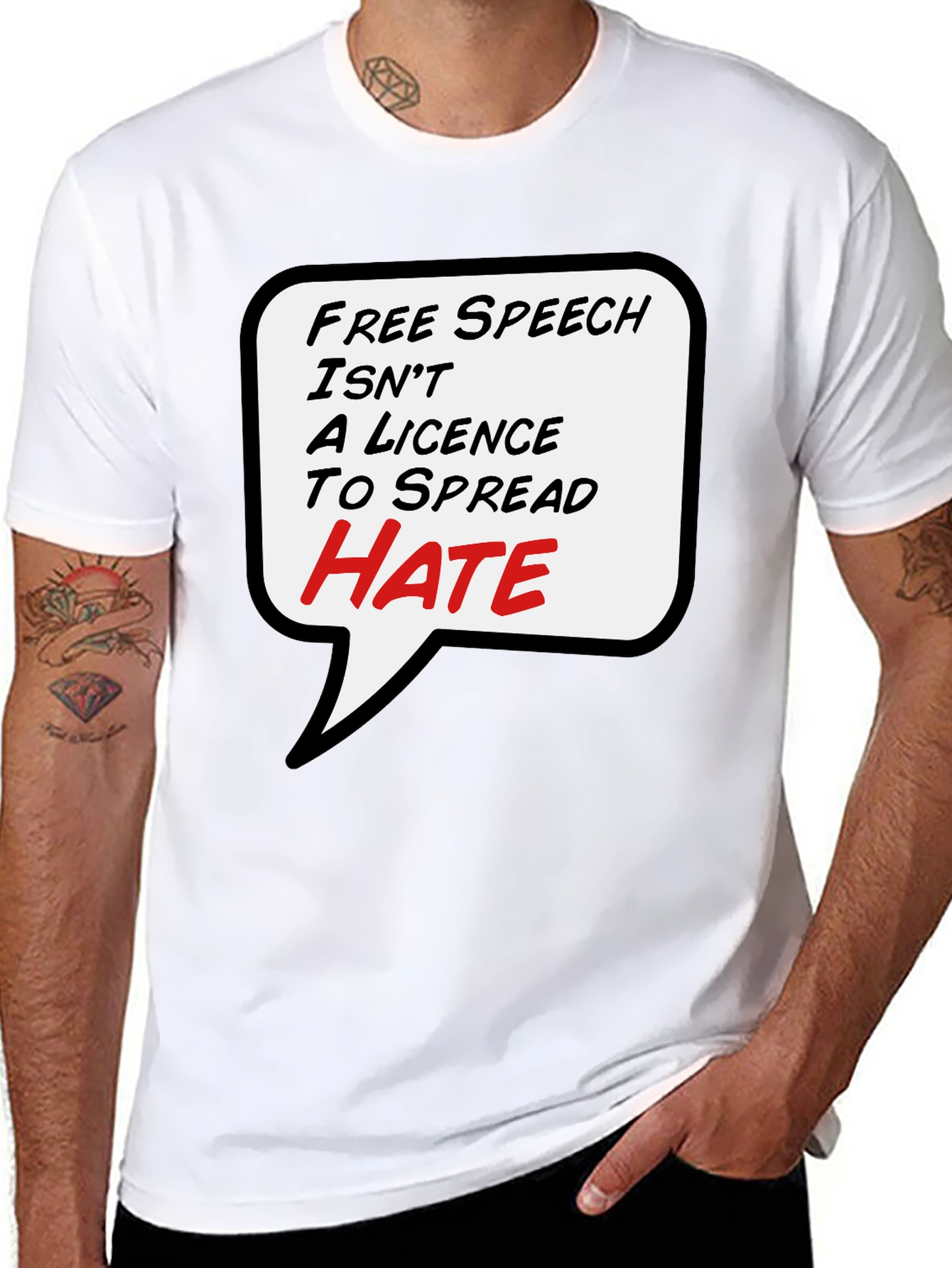 Free Speech T-Shirt - Anti-Hate Black Tee