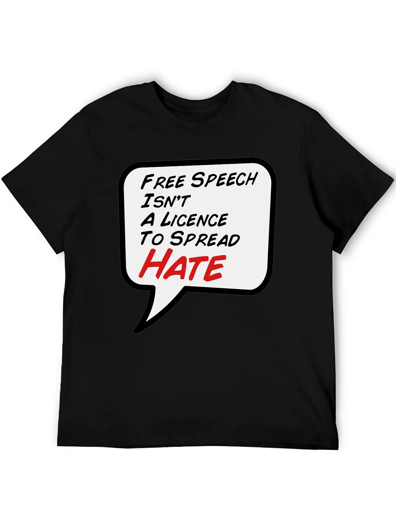 Free Speech T-Shirt - Anti-Hate Black Tee