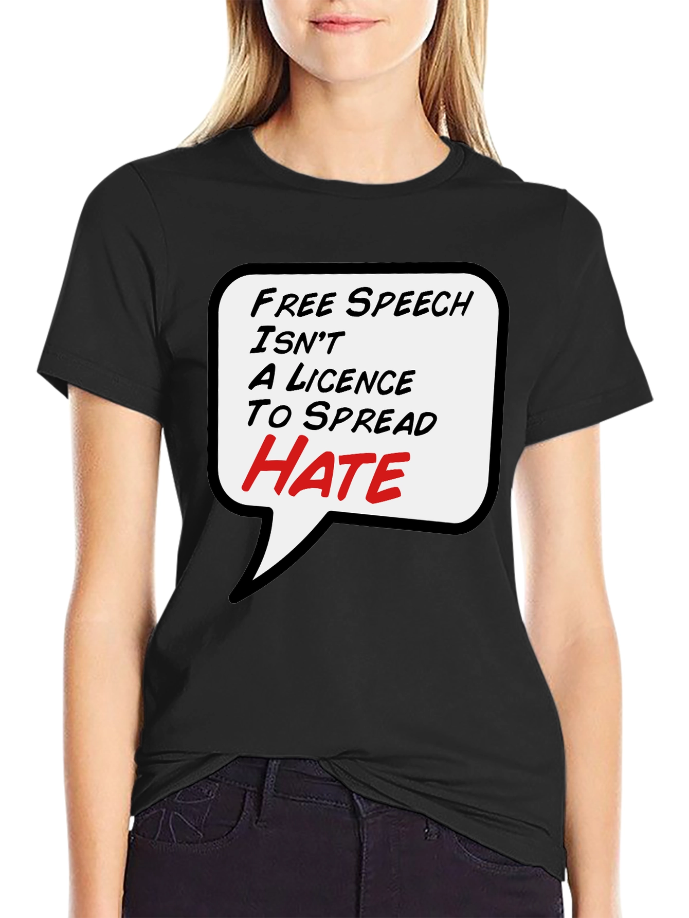Free Speech T-Shirt - Anti-Hate Black Tee