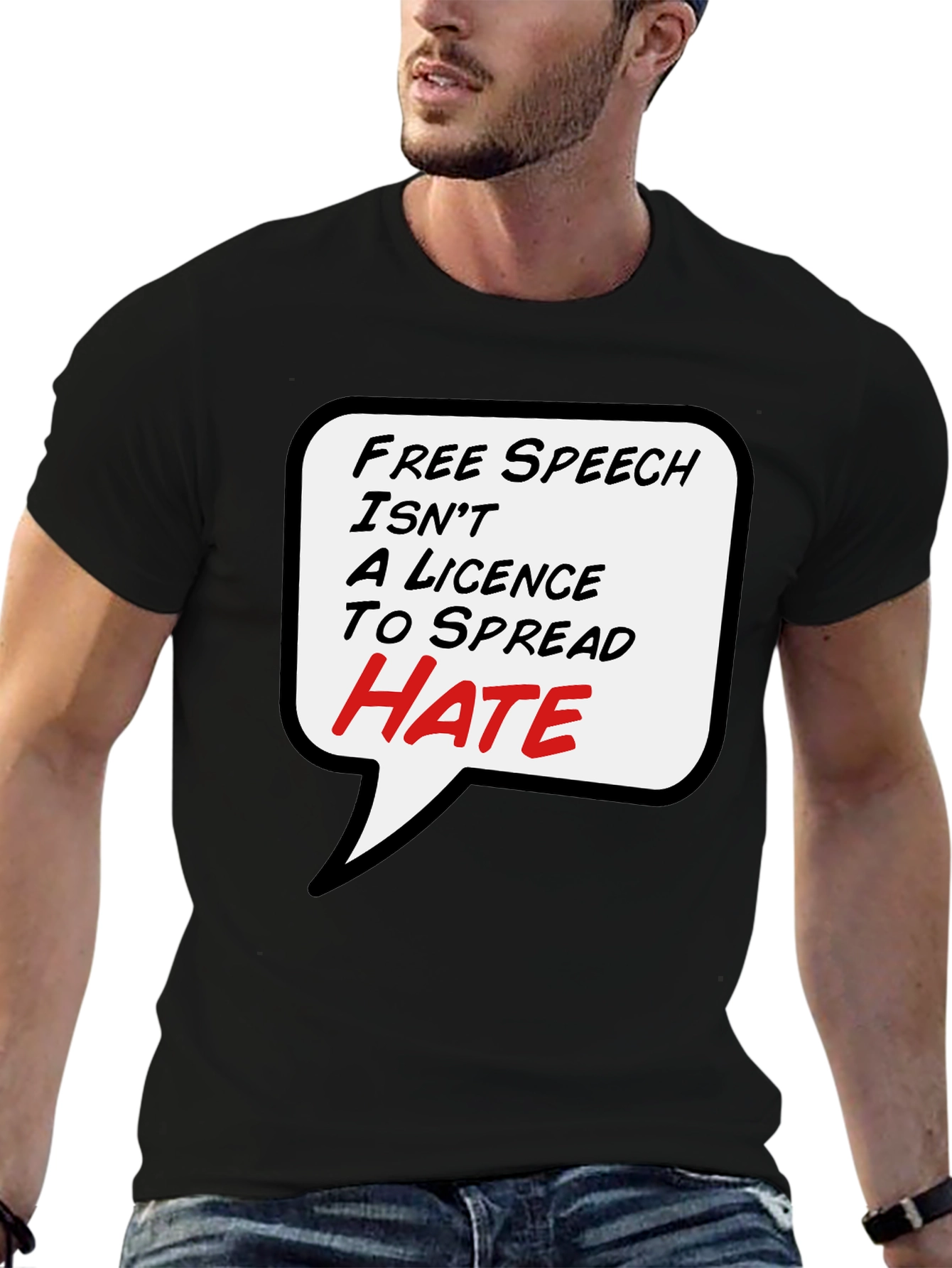 Free Speech T-Shirt - Anti-Hate Black Tee