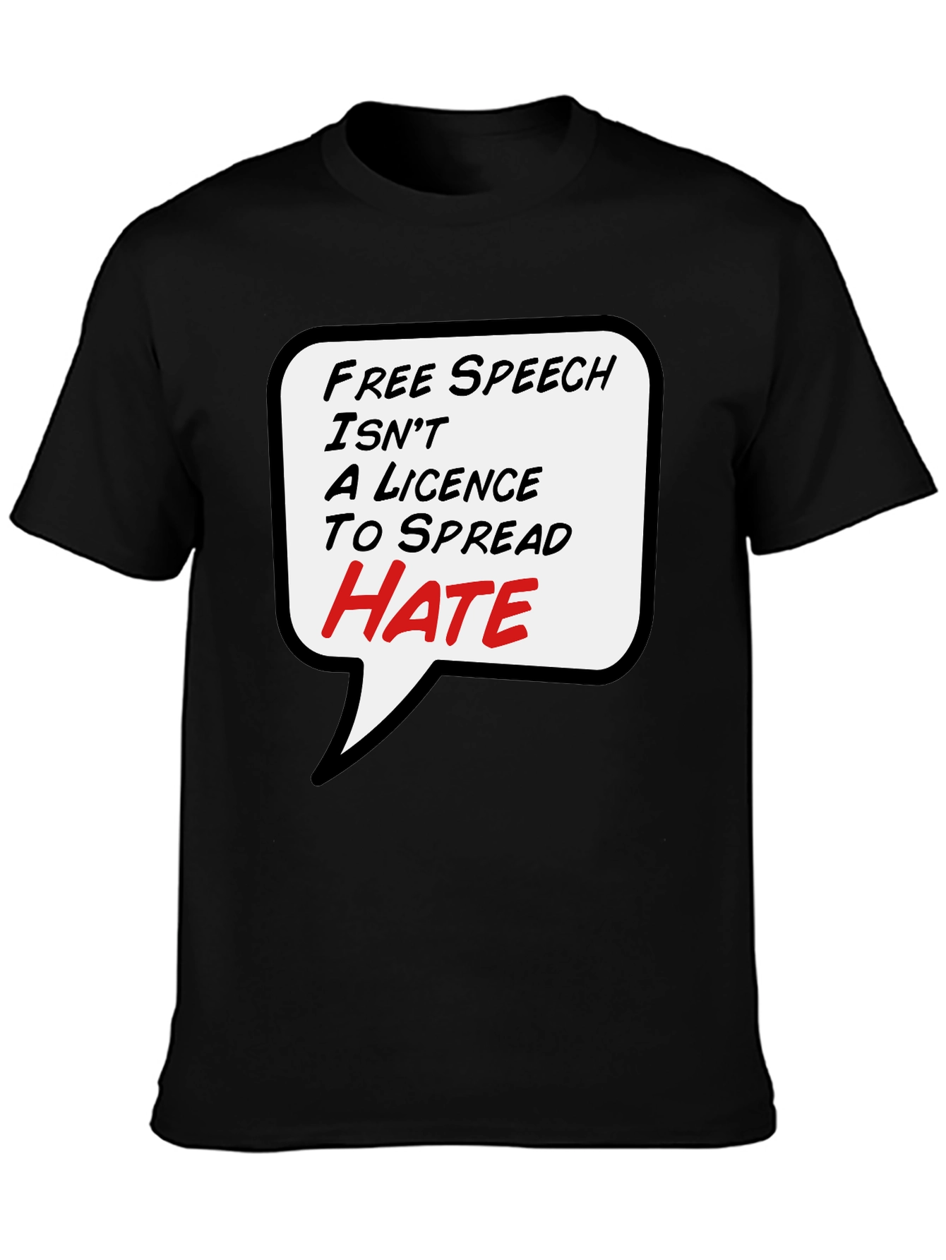 Free Speech T-Shirt - Anti-Hate Black Tee