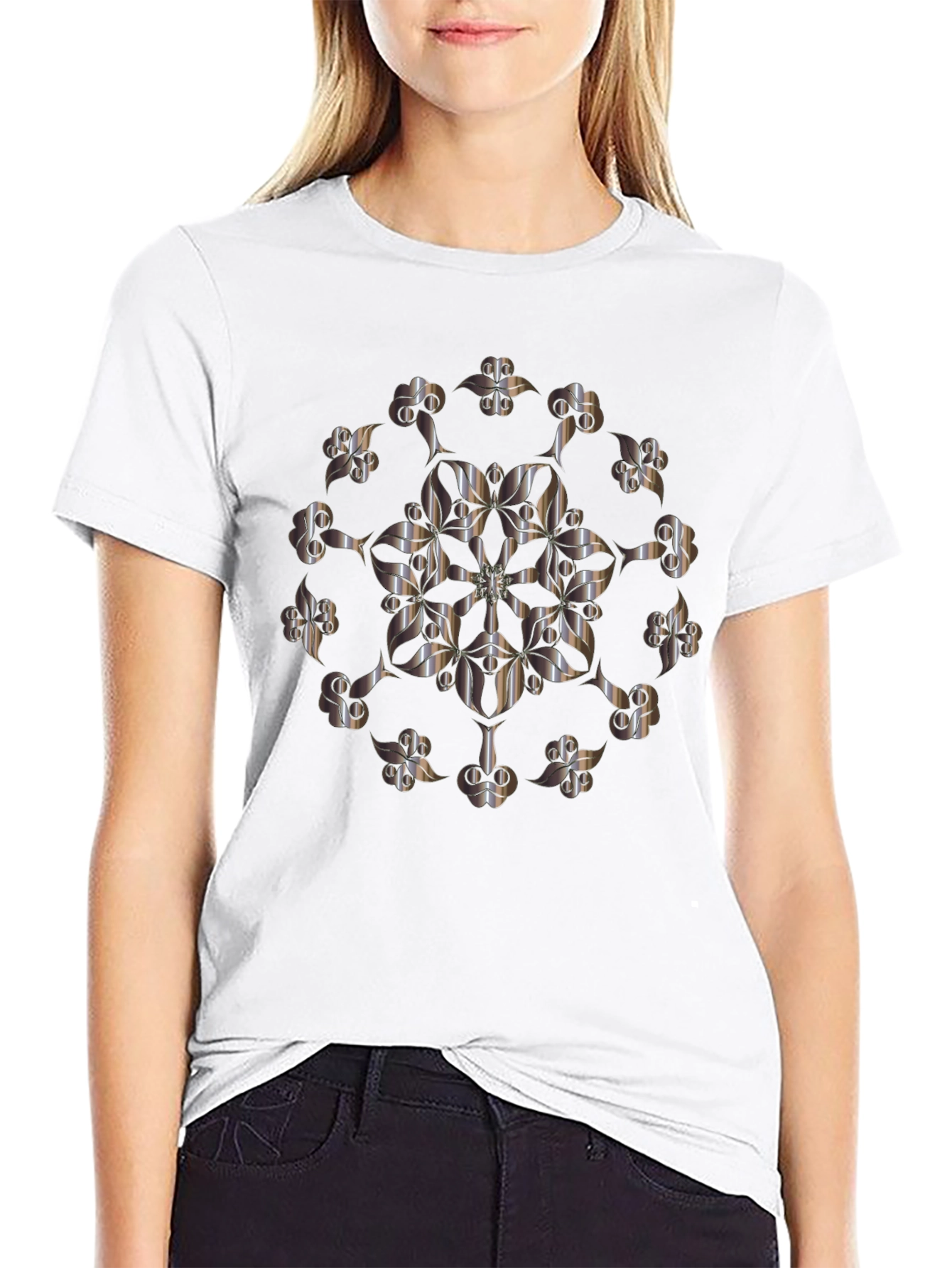 Abstract Floral Graphic Tee - Sleek Black T-Shirt