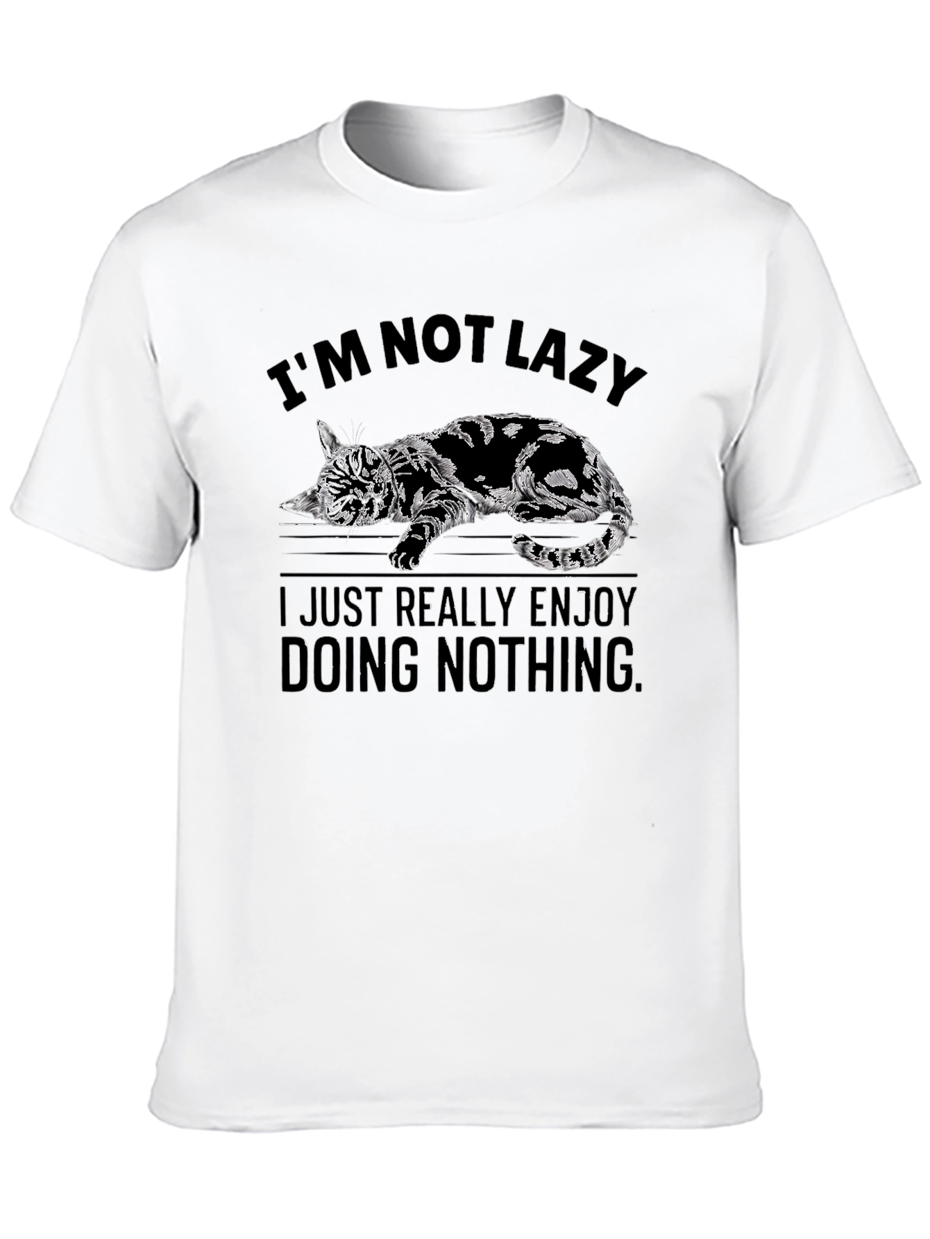 Lazy Cat Graphic T-Shirt - Enjoy Doing Nothing