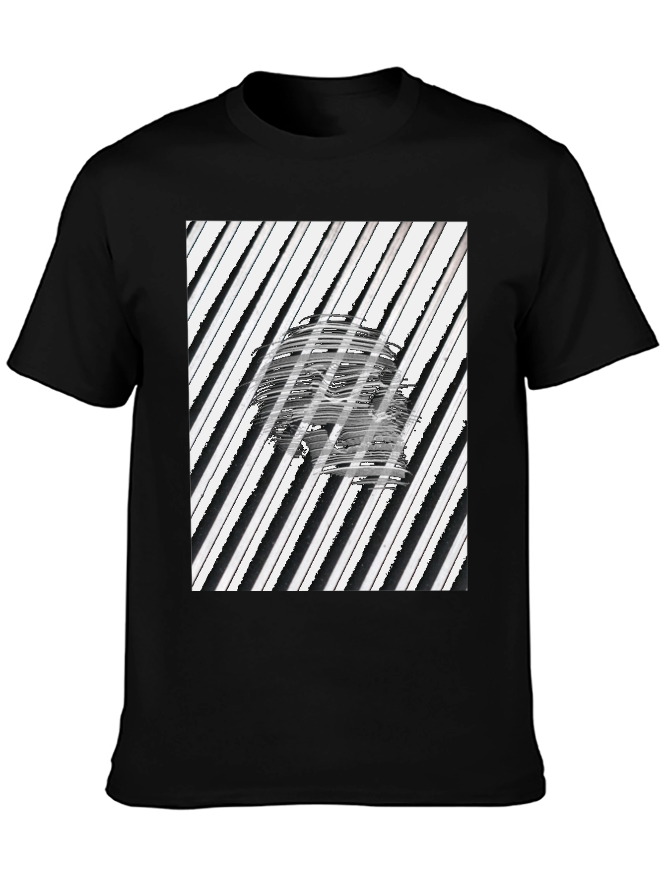 Abstract Skull Graphic Tee - Black Cotton T-Shirt