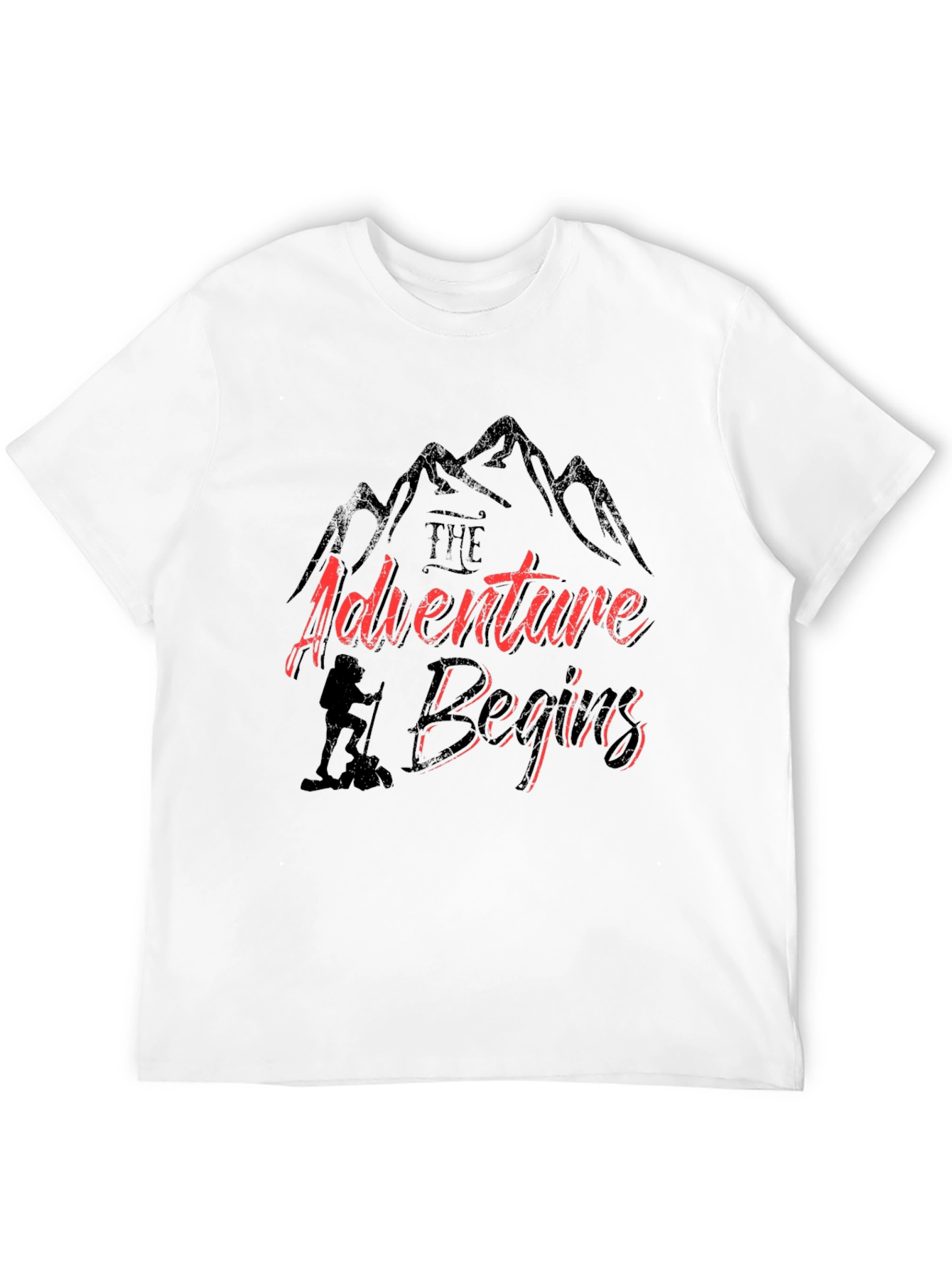 Adventure Begins Graphic T-Shirt - Hiker Design
