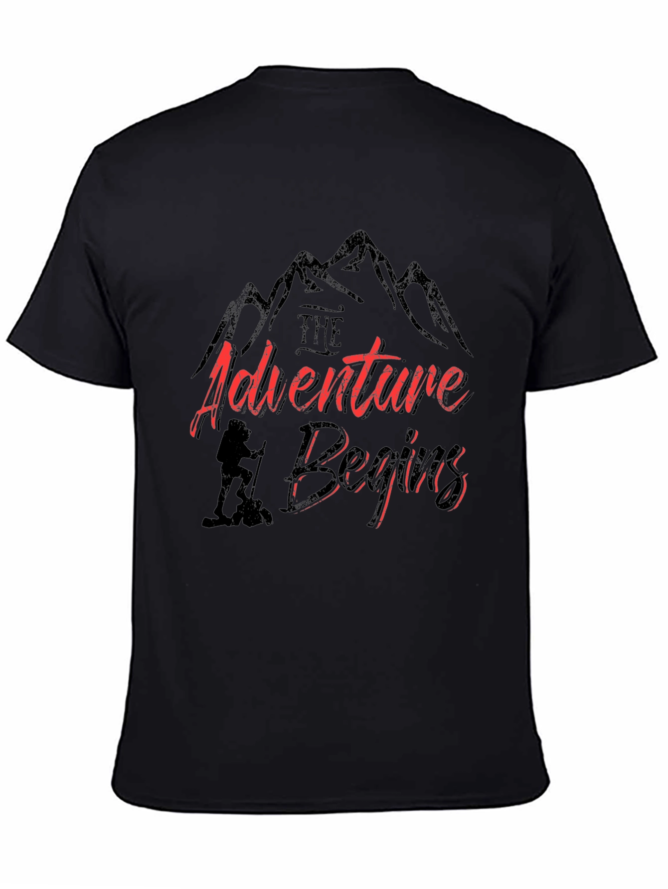 Adventure Begins Graphic T-Shirt - Hiker Design