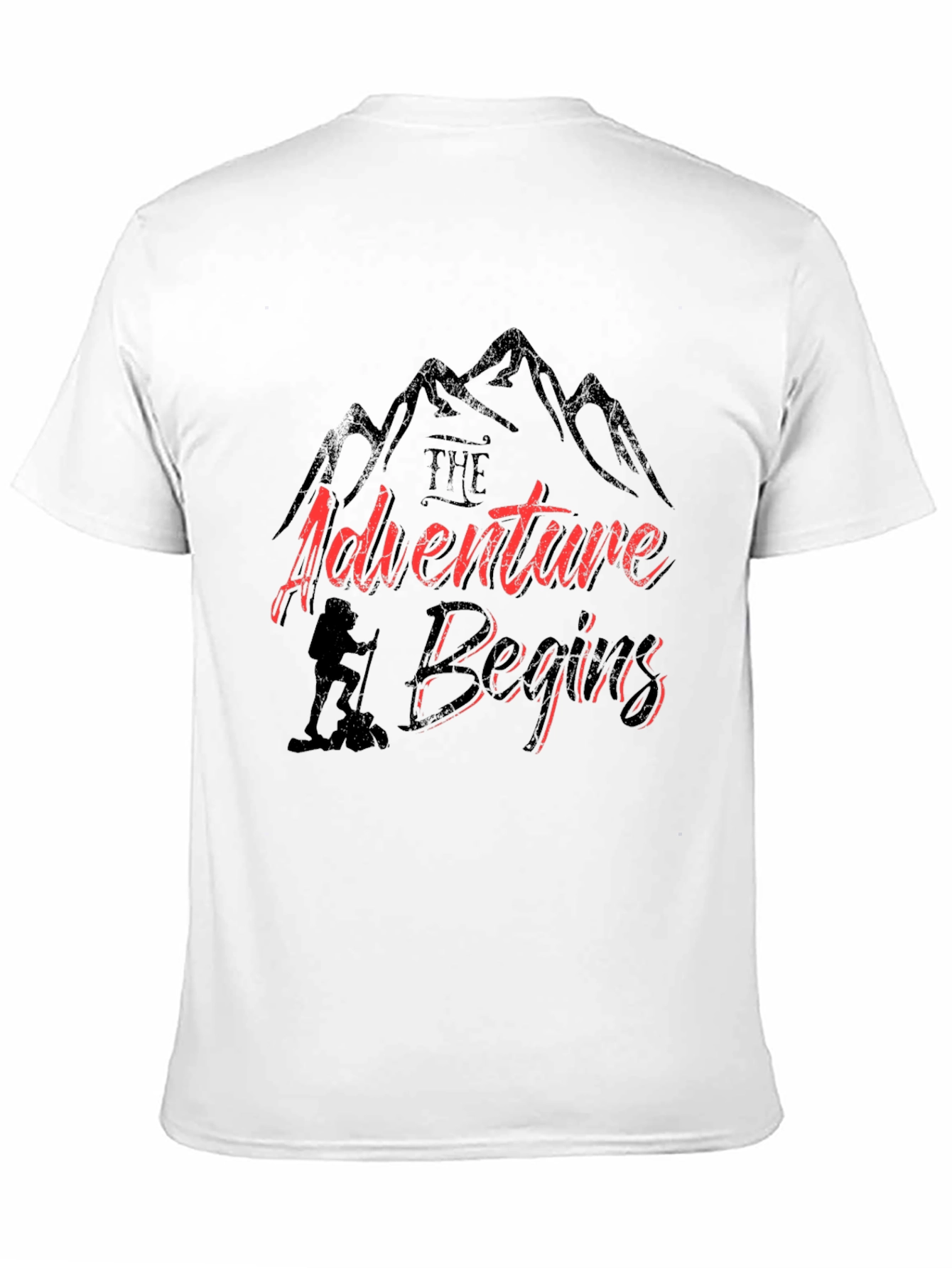 Adventure Begins Graphic T-Shirt - Hiker Design