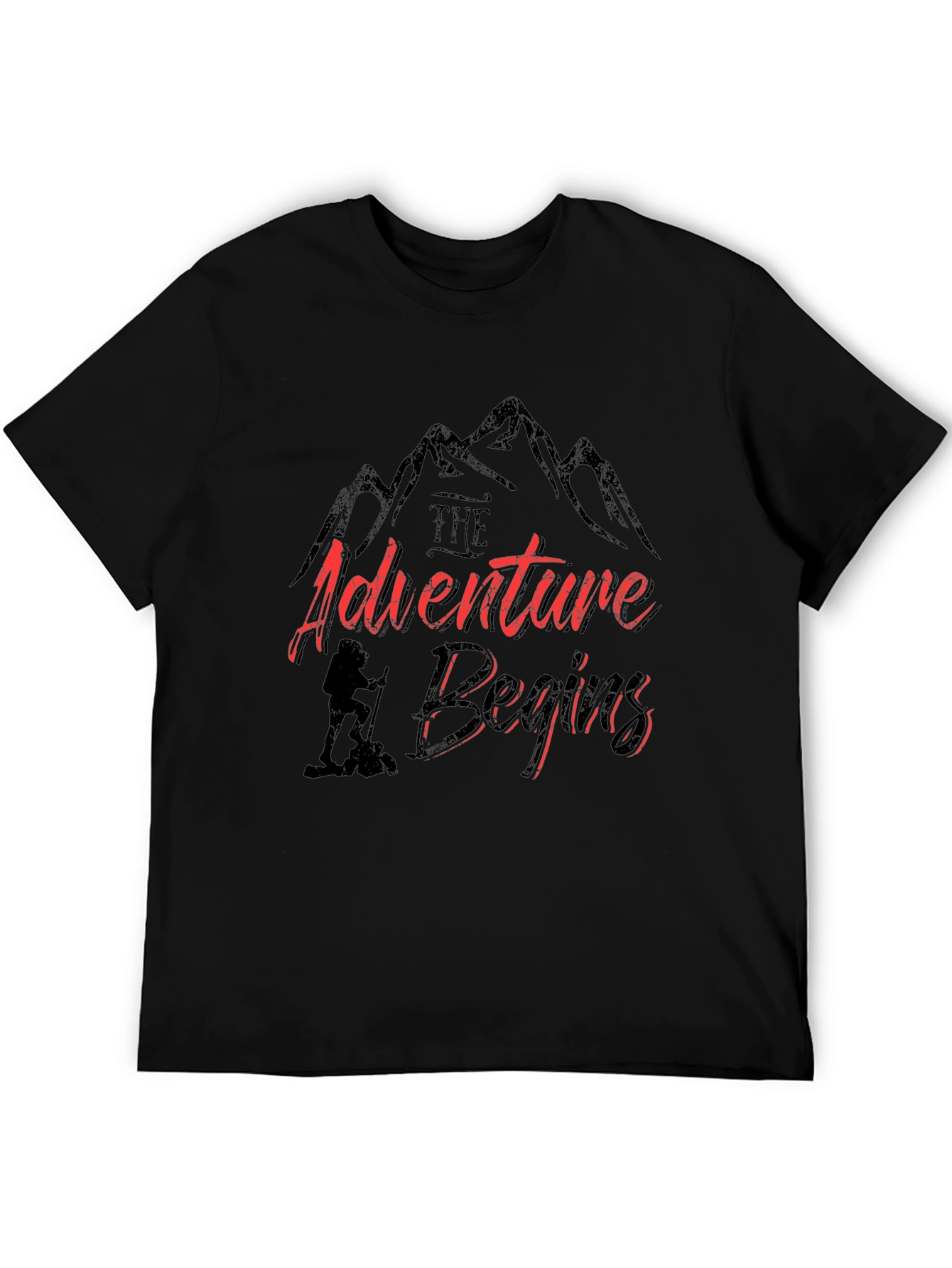 Adventure Begins Graphic T-Shirt - Hiker Design