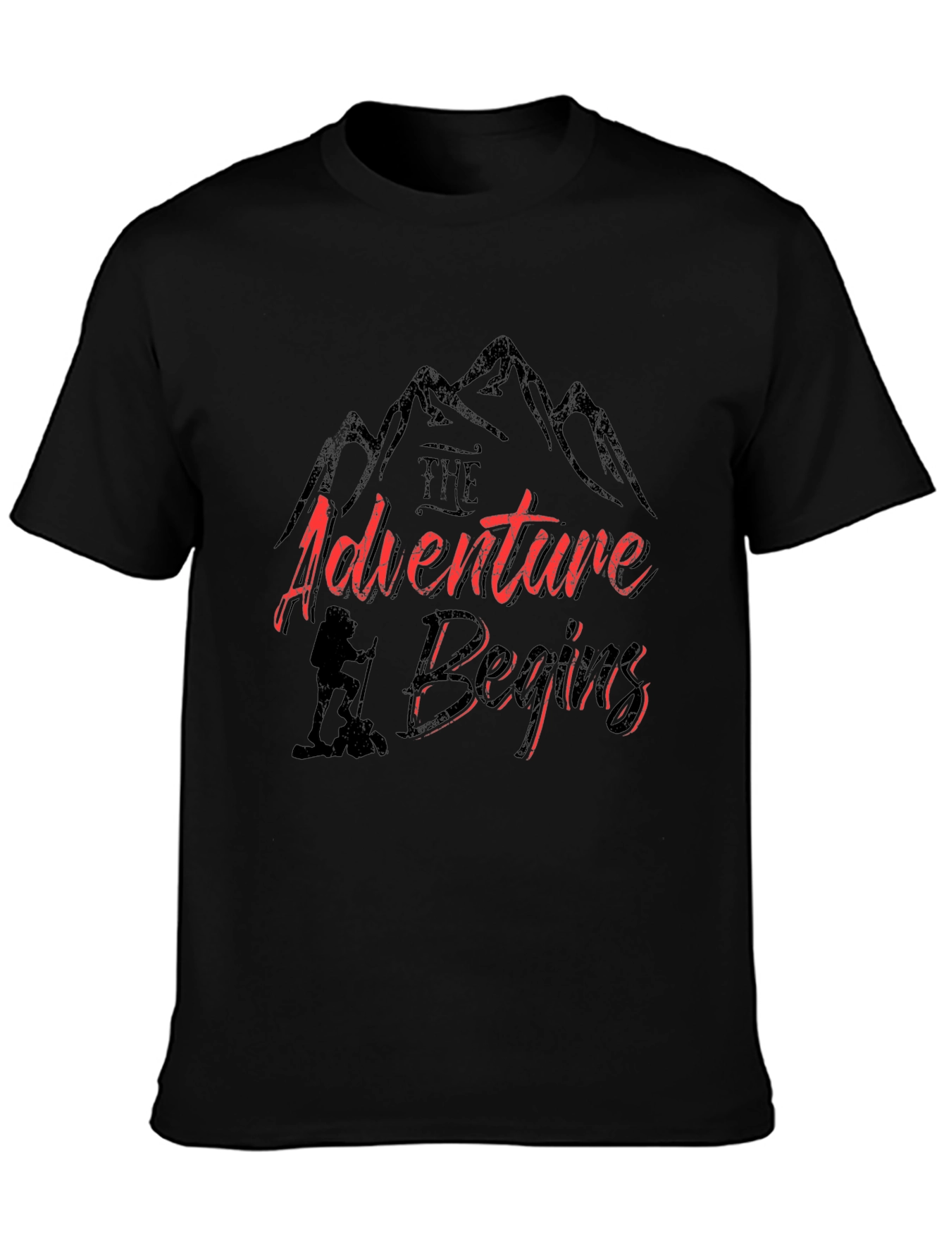 Adventure Begins Graphic T-Shirt - Hiker Design