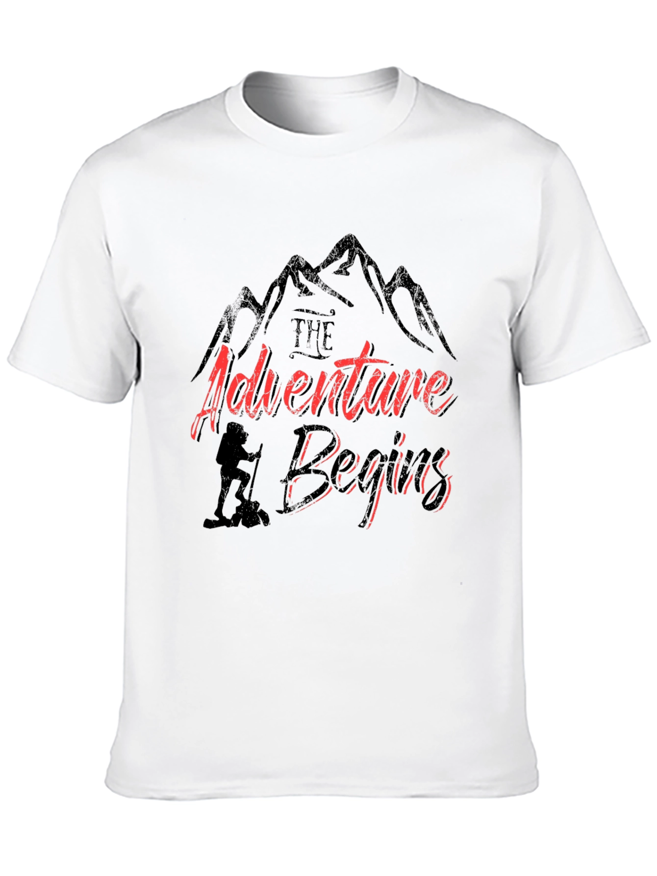 Adventure Begins Graphic T-Shirt - Hiker Design
