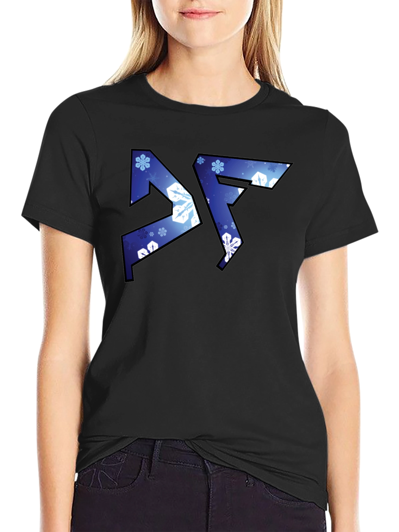 Abstract Snowflake Graphic Black T-Shirt