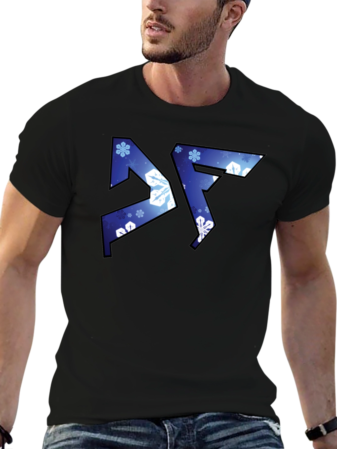 Abstract Snowflake Graphic Black T-Shirt