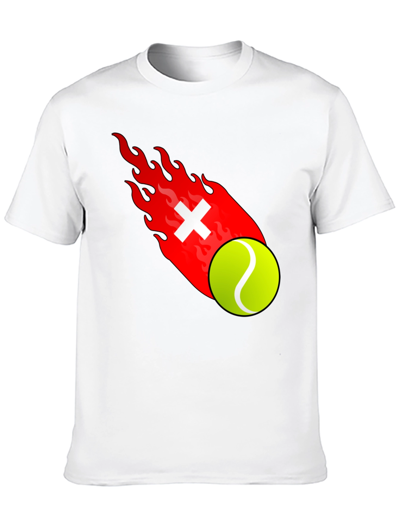 Fiery Tennis Ball Graphic T-Shirt