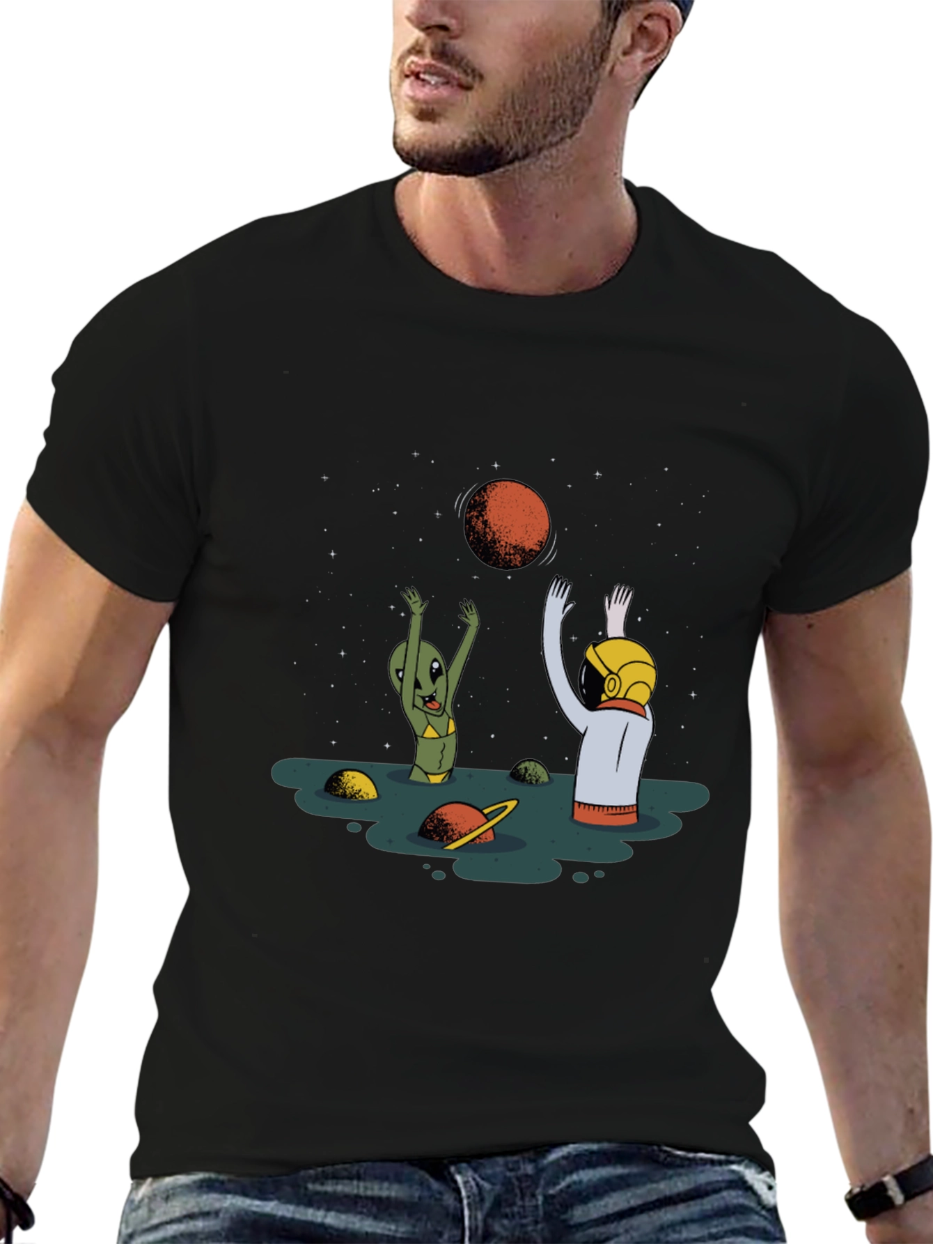 Alien Astronaut T-Shirt - Cosmic Beach Vibes