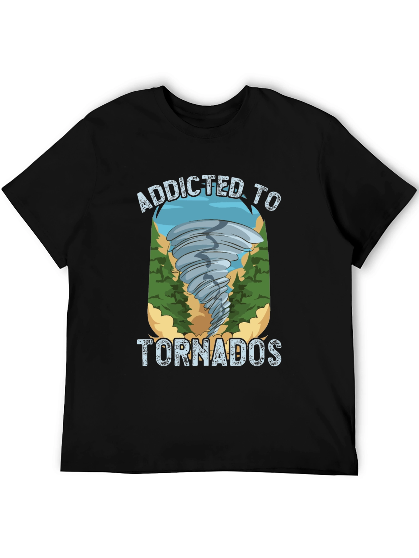 Addicted to Tornados Black Graphic T-Shirt