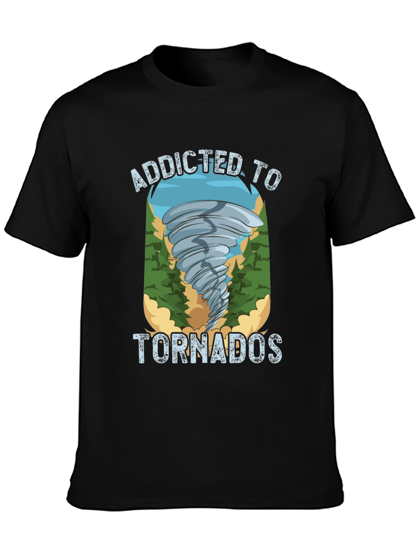 Addicted to Tornados Black Graphic T-Shirt