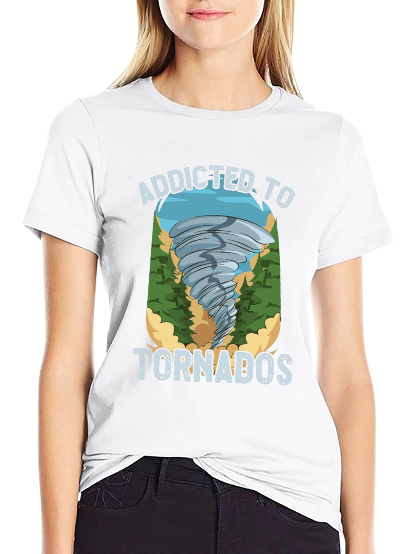 Addicted to Tornados Black Graphic T-Shirt