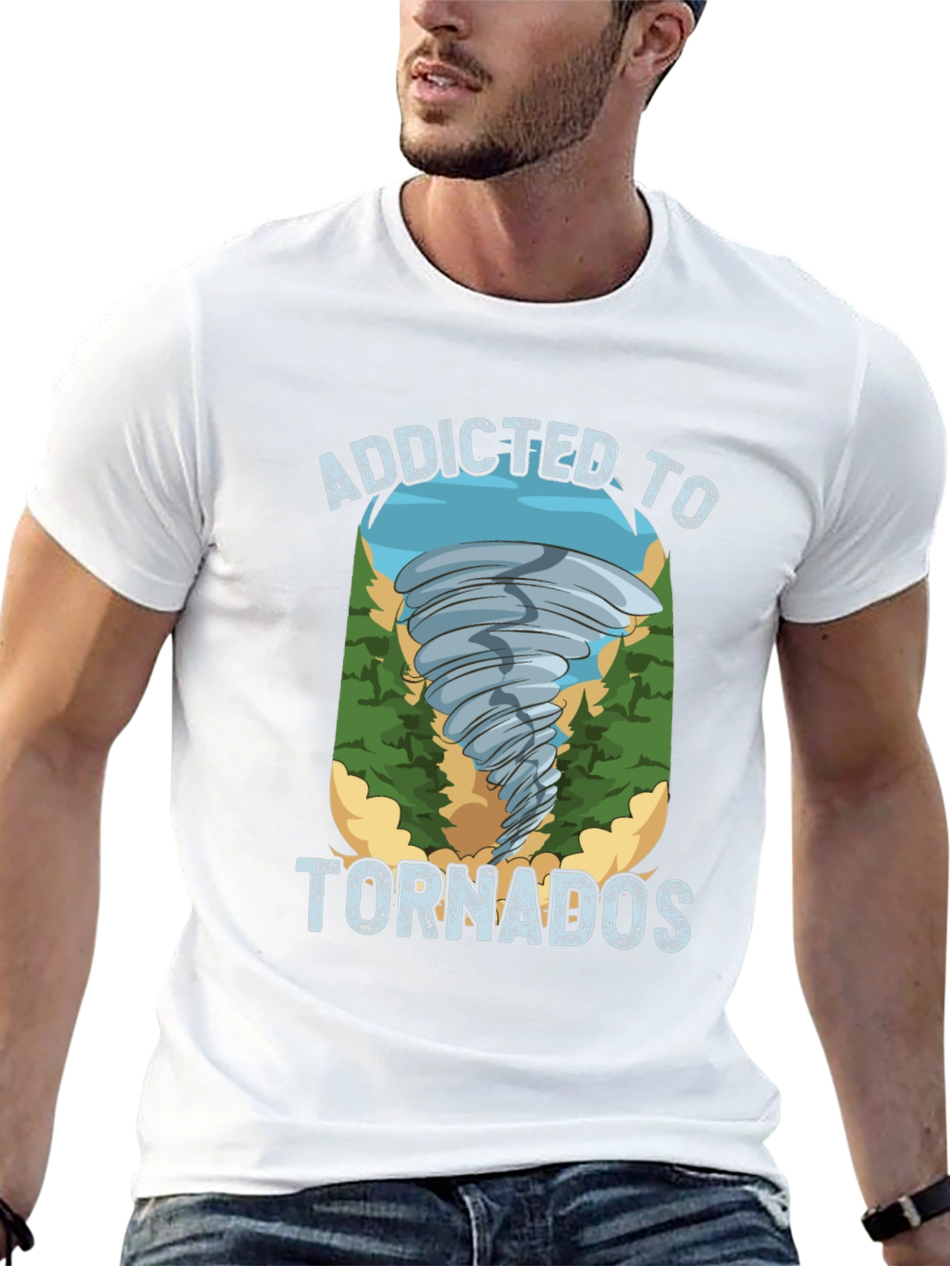 Addicted to Tornados Black Graphic T-Shirt
