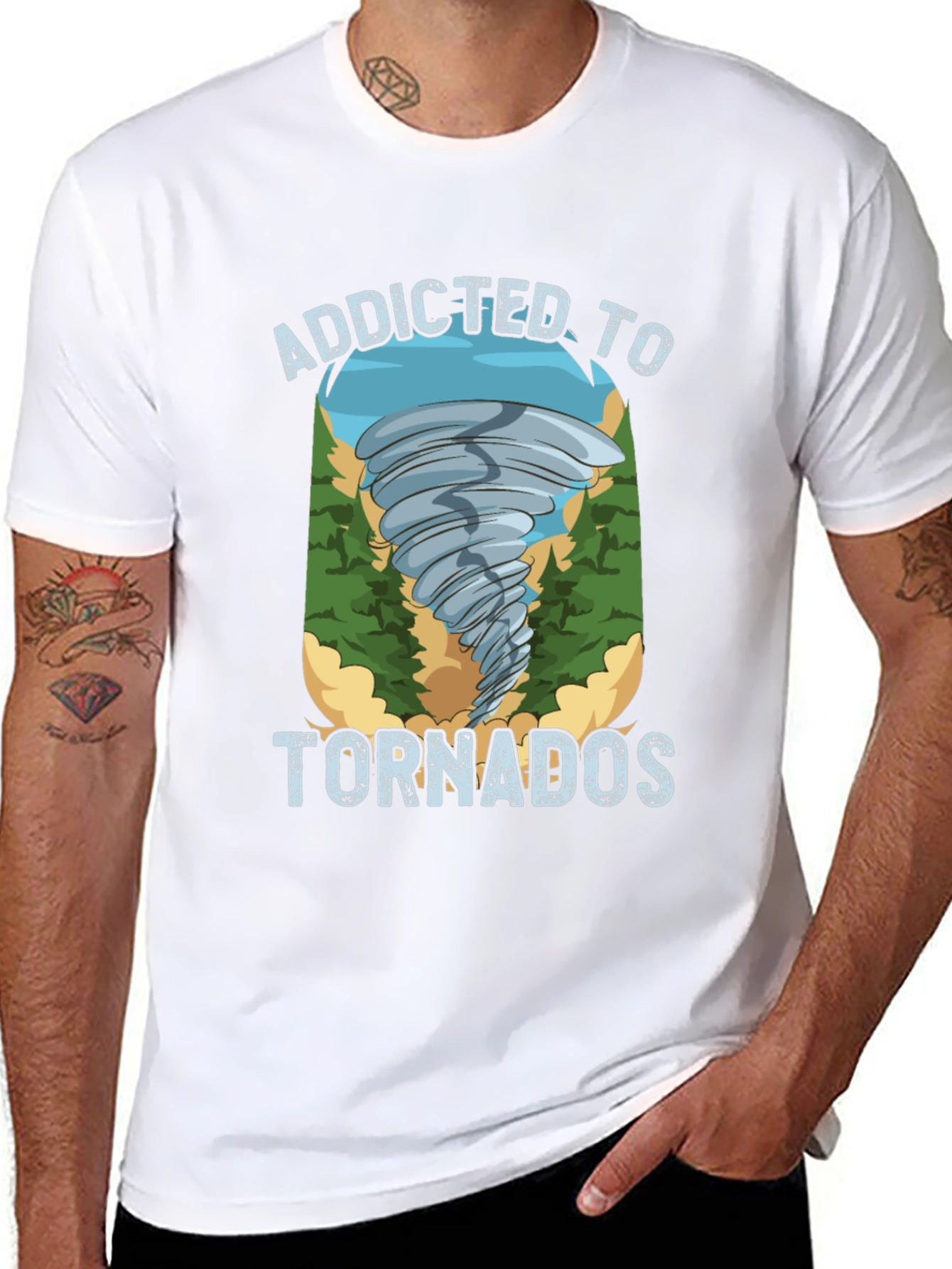 Addicted to Tornados Black Graphic T-Shirt