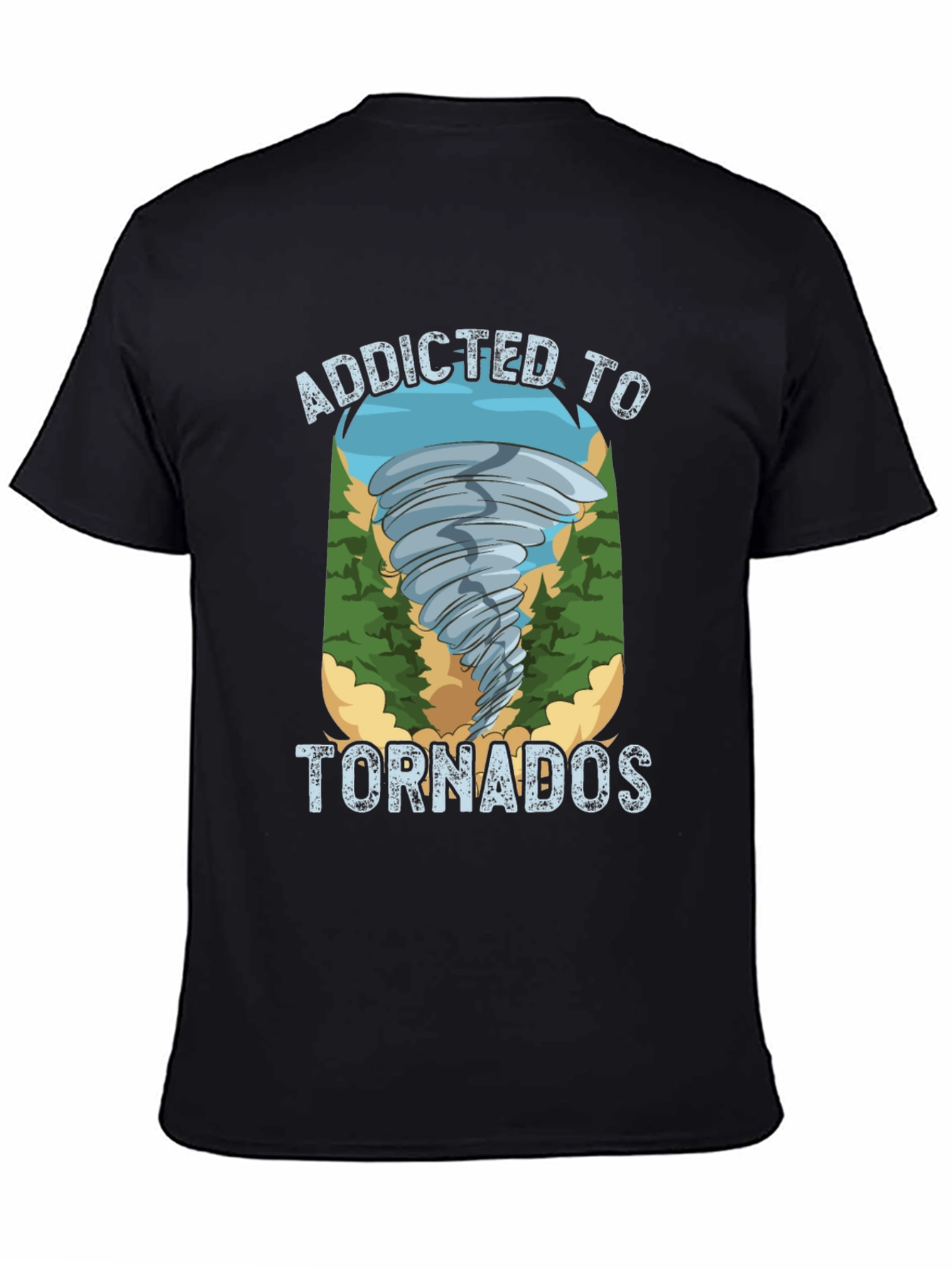 Addicted to Tornados Black Graphic T-Shirt