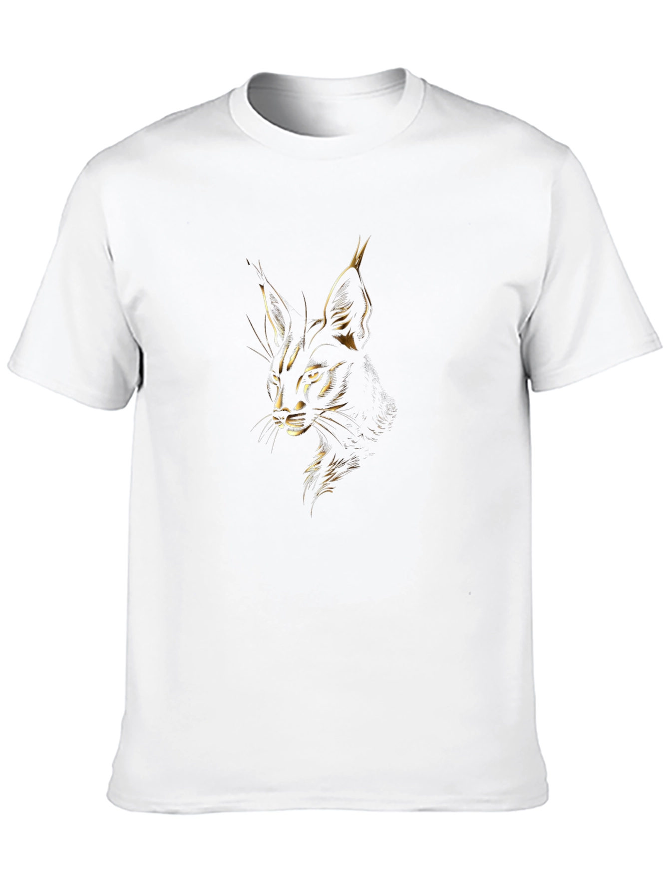 Caracal Cat Graphic Tee - Black Cotton T-Shirt