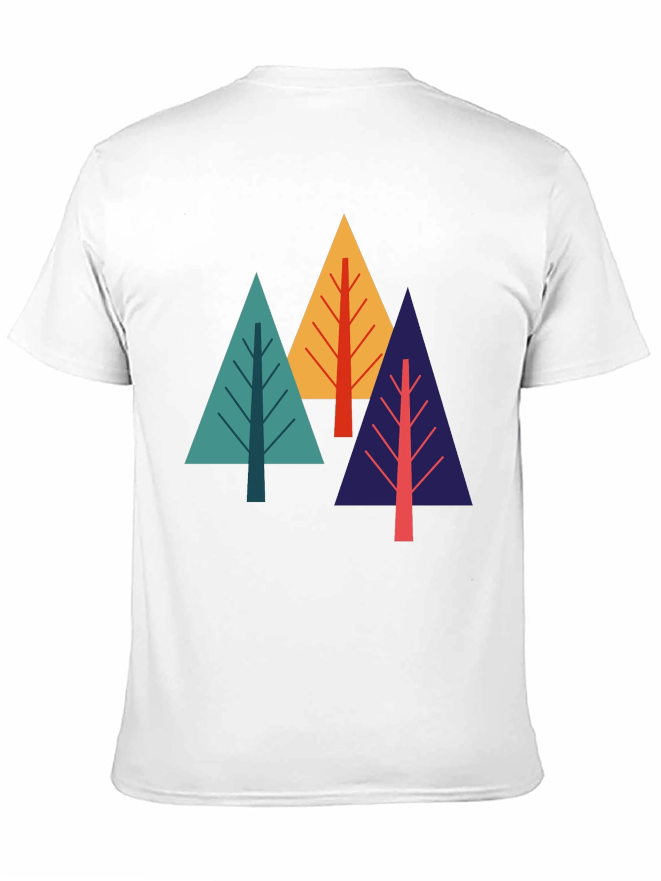 Geometric Tree Graphic Tee - Black Cotton Blend