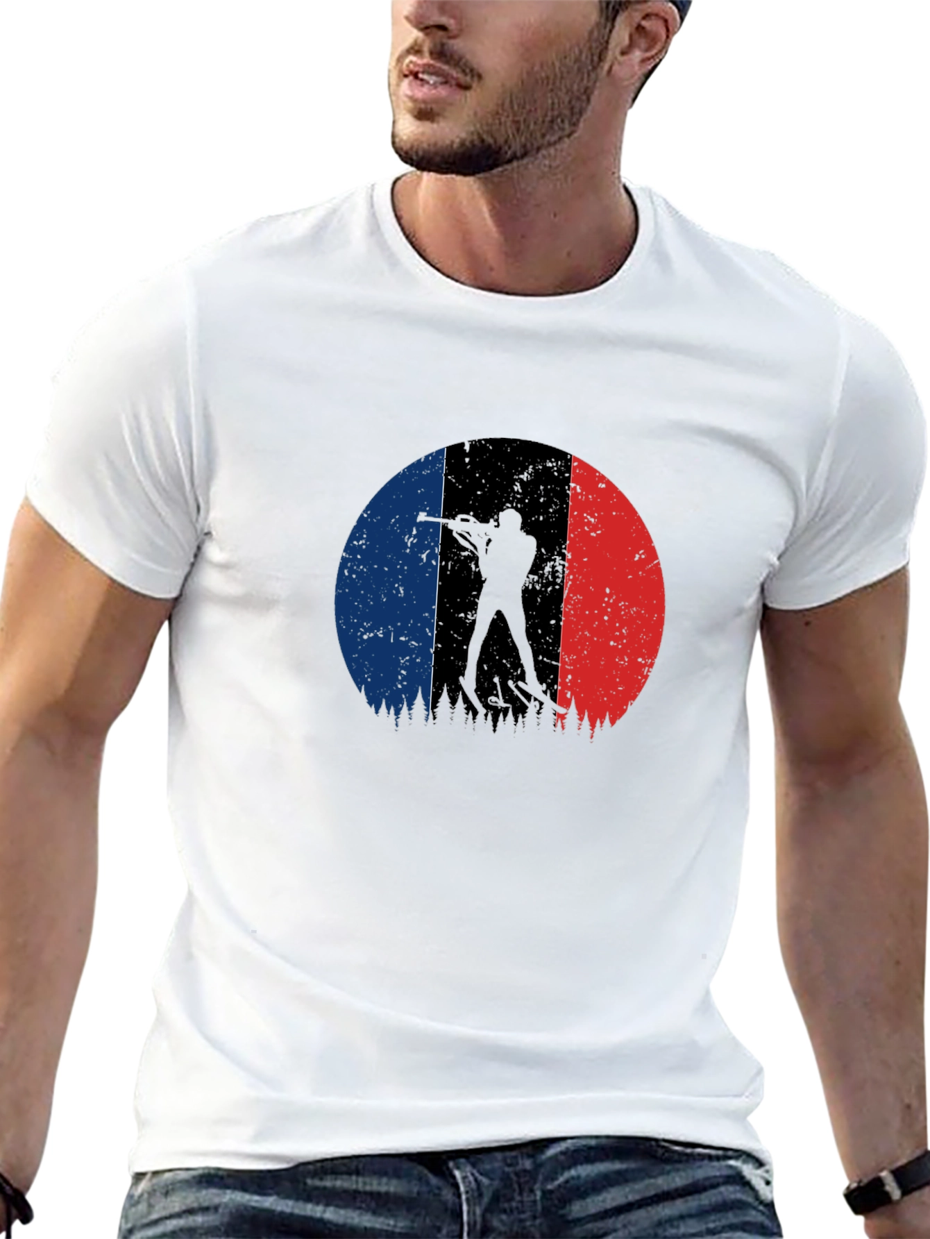 Biathlon Silhouette French Flag Graphic Tee