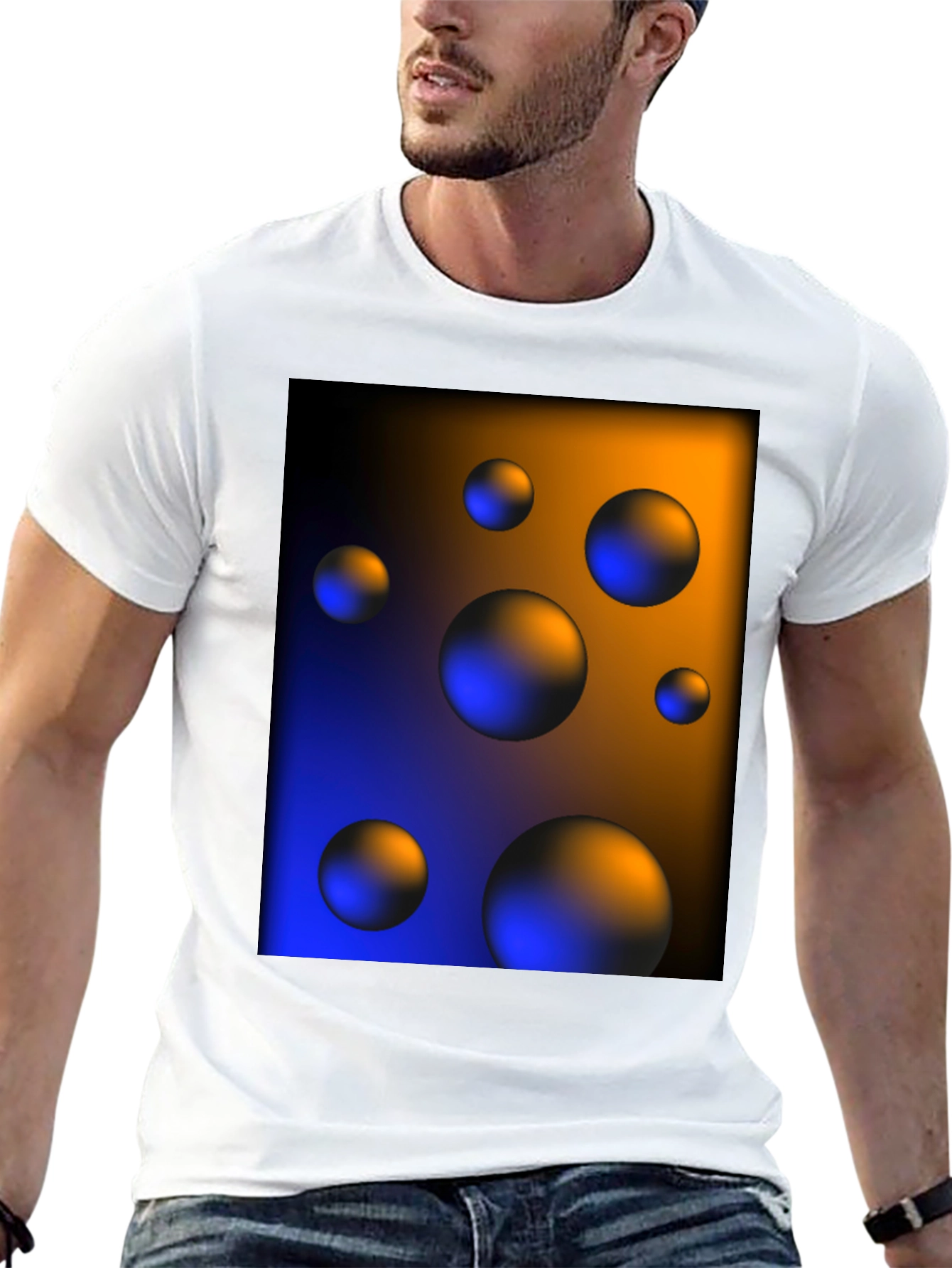 Abstract Sphere Print Black T-Shirt