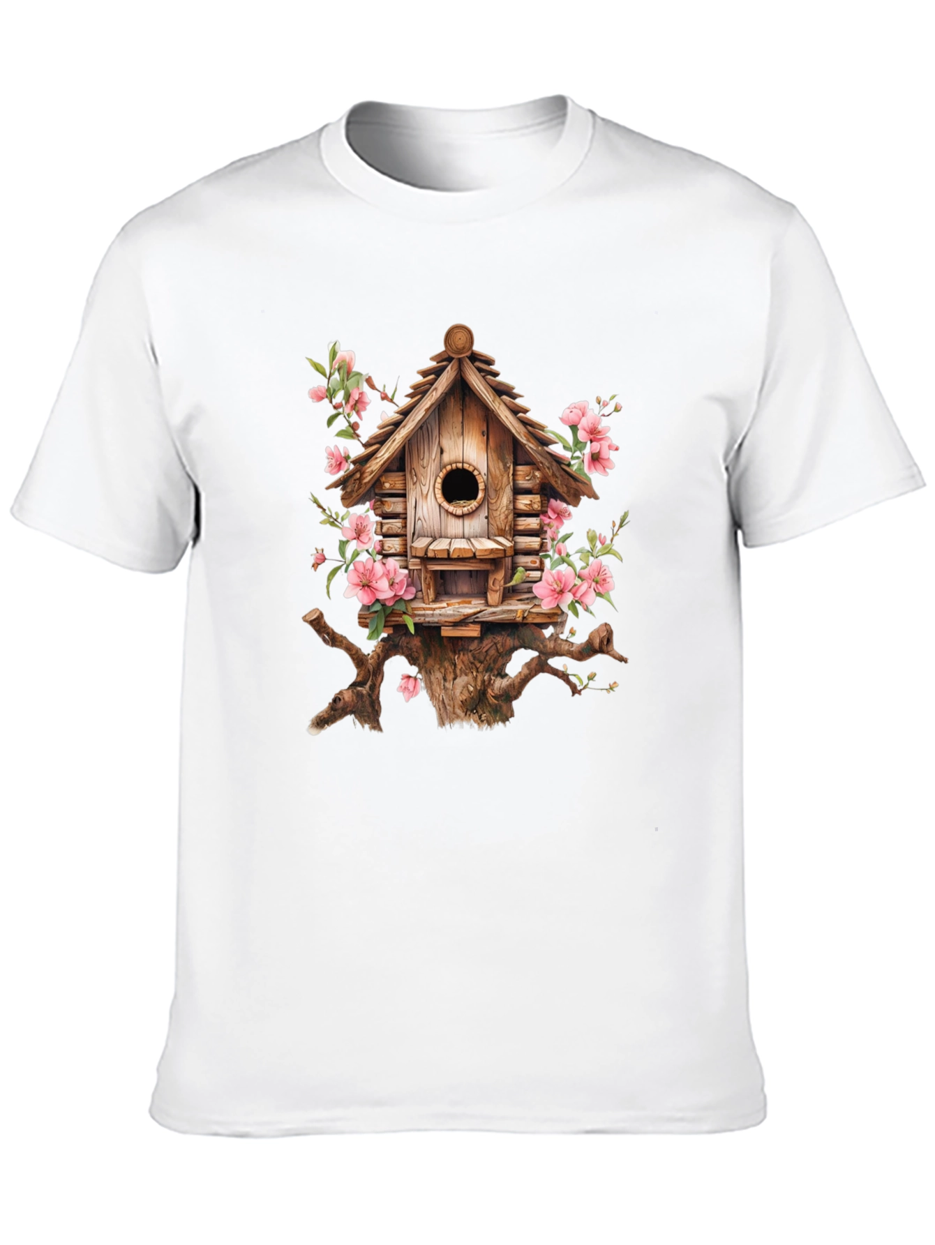 Floral Birdhouse Graphic Tee - Nature Lovers Shirt