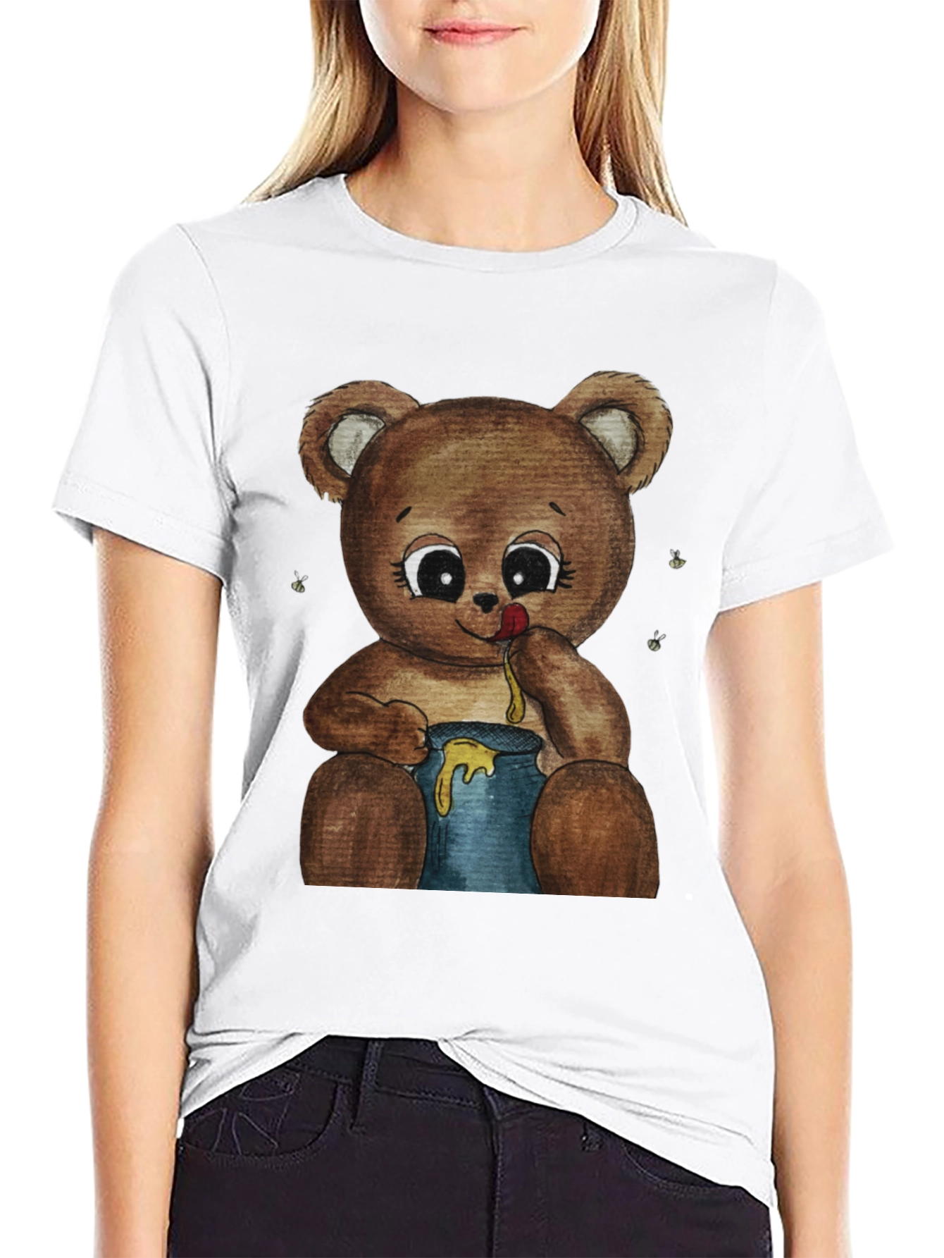 Cute Teddy Bear Honey Pot Graphic T-Shirt