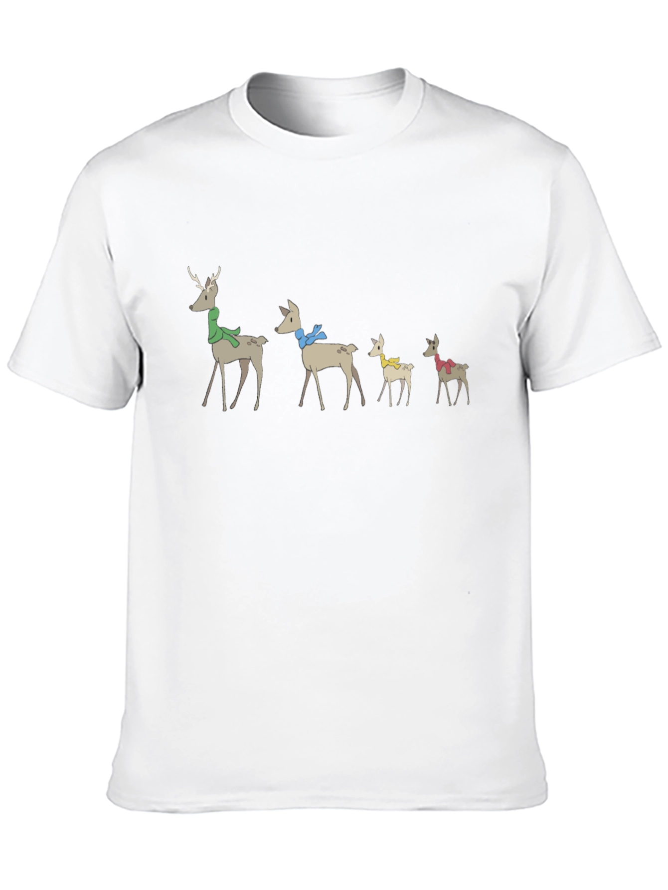 Holiday Deer Family Black T-Shirt