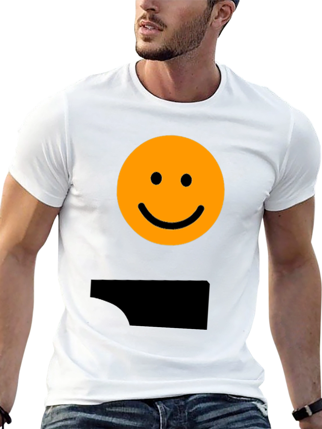 Smiley Face Graphic Tee - Black Casual Shirt