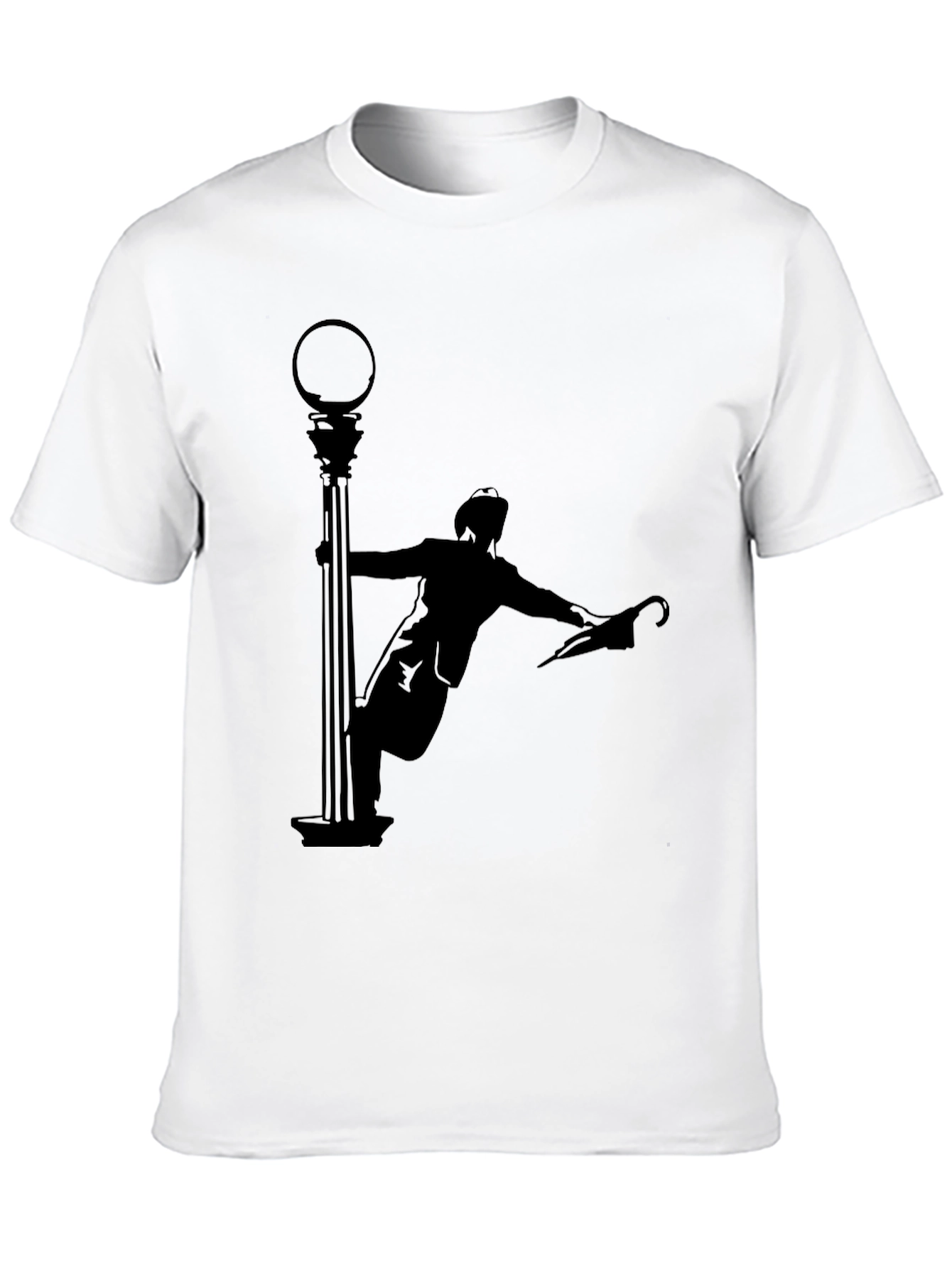 Silhouette Man Dancing in the Rain Black T-Shirt