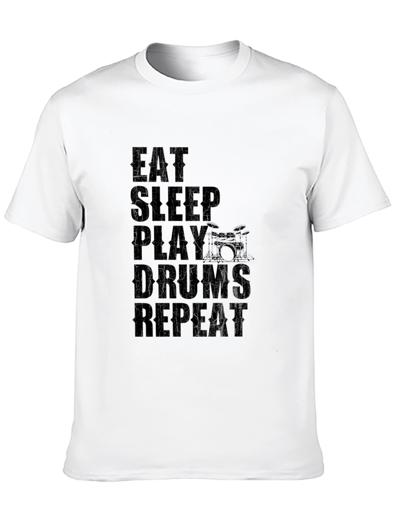 Eat Sleep Play Drums Repeat Black Graphic T-Shirt