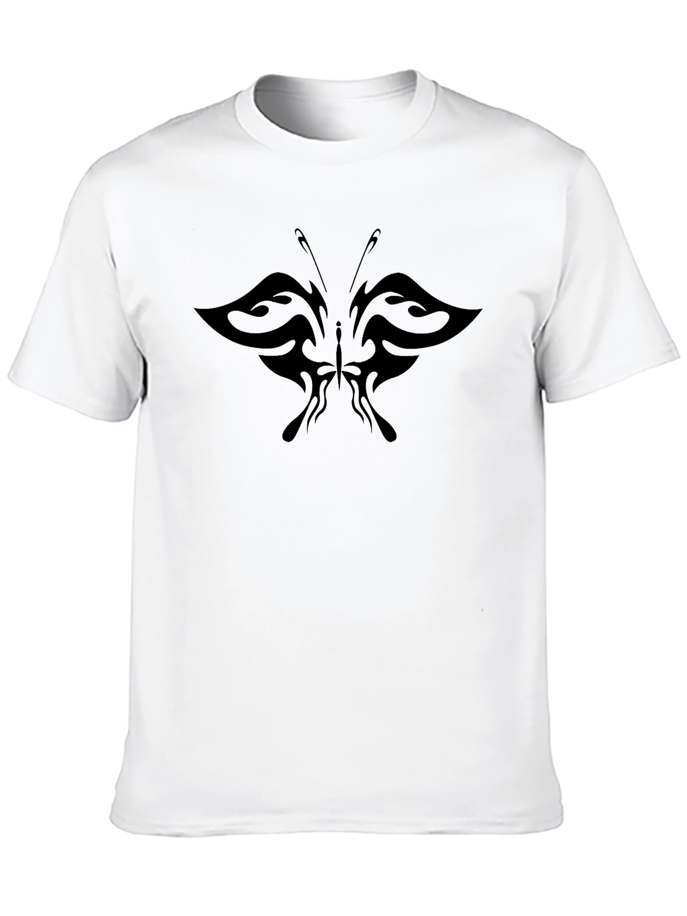 Mens Black T-Shirt with Tribal Butterfly Design