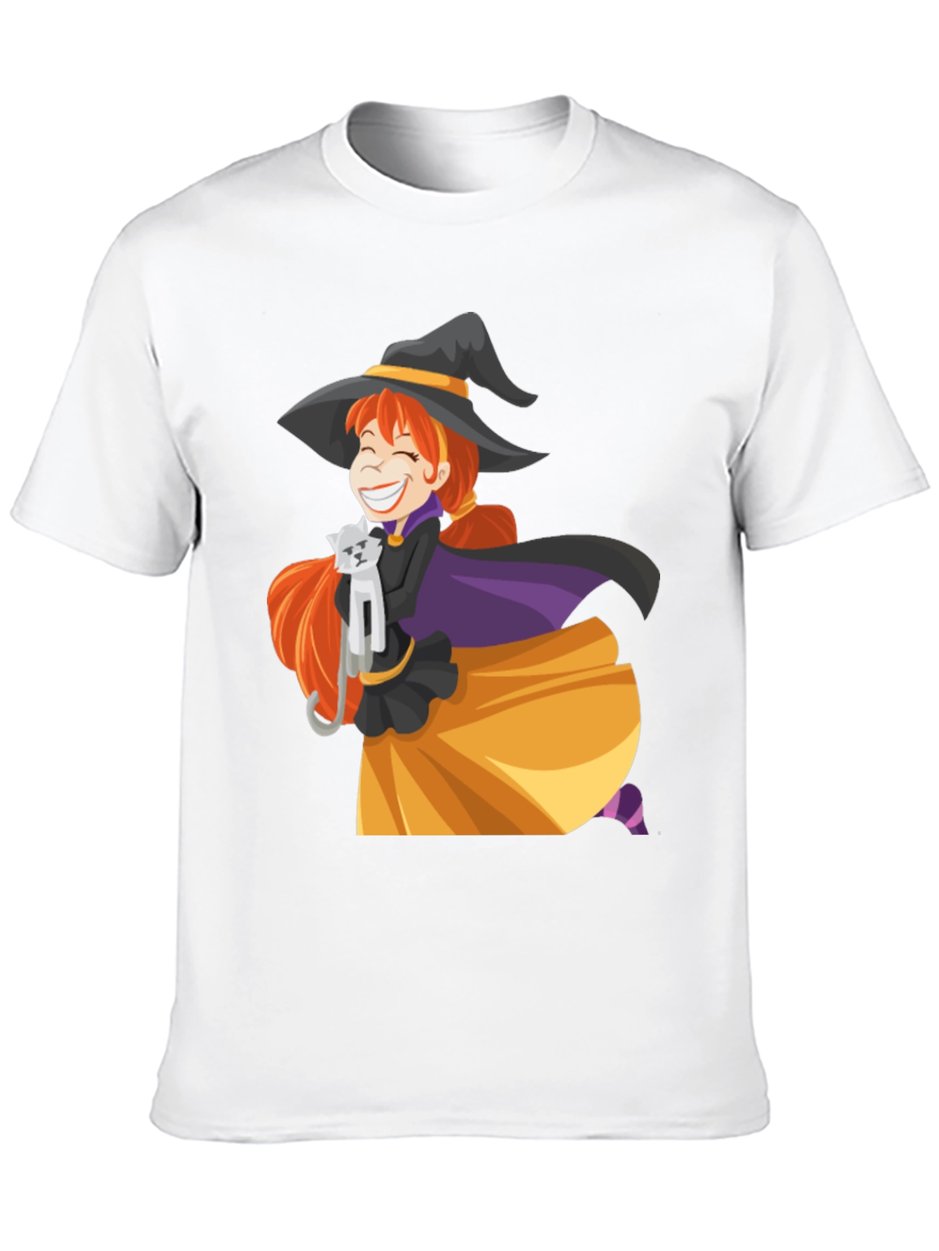 Witch & Cat Graphic T-Shirt - Halloween Tee